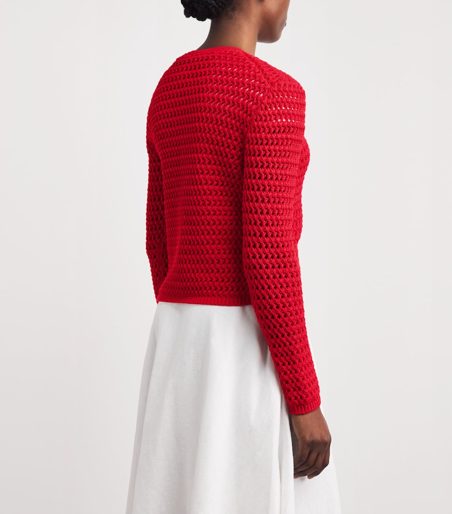 Polo Ralph Lauren Womens Cotton Crocheted Cardigan Petal Rose Image 5