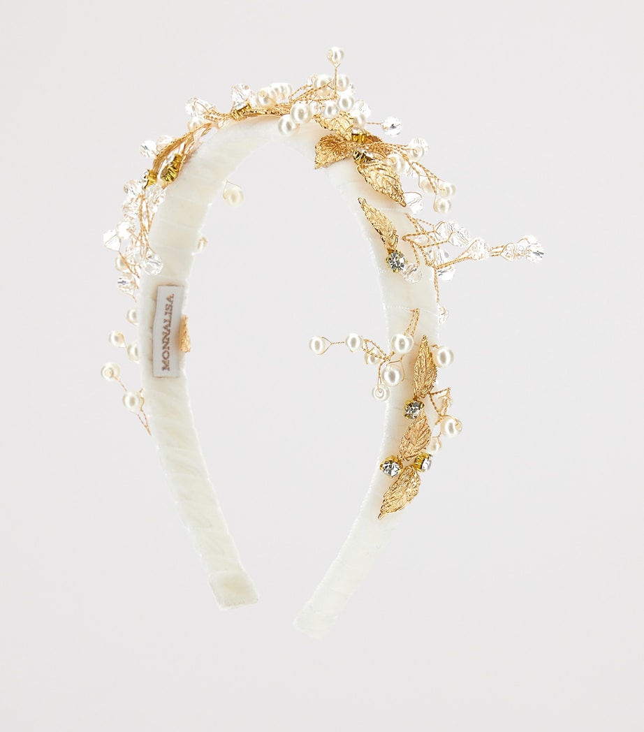Velvet Embellished Headband PANNA+ORO Image 2