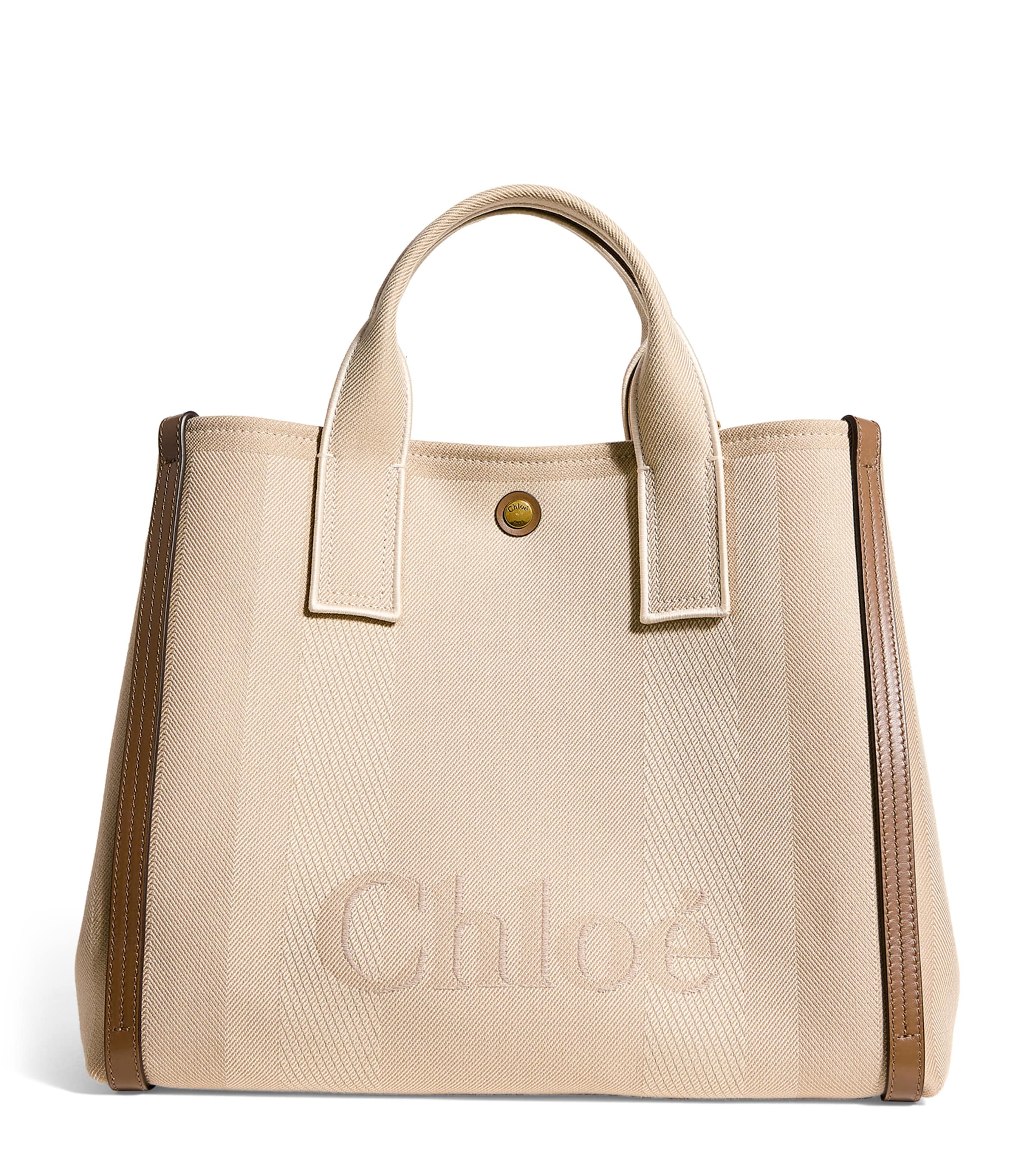 Chloé Medium Canvas Carry Tote Bag In Beige