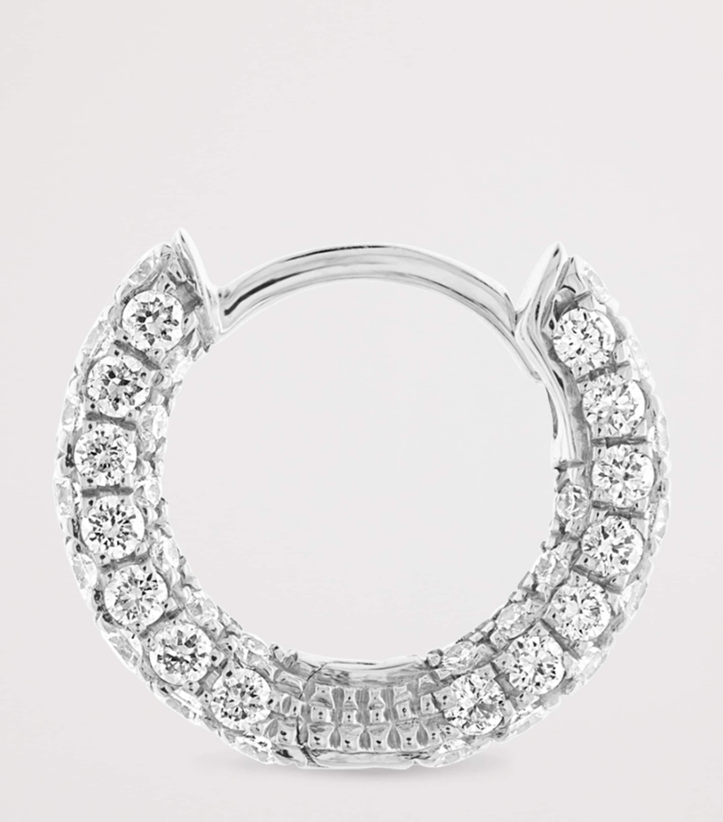 Diamond Five Row Pavé Single Hoop Earring (6.5mm) WHITE GOLD Image 2