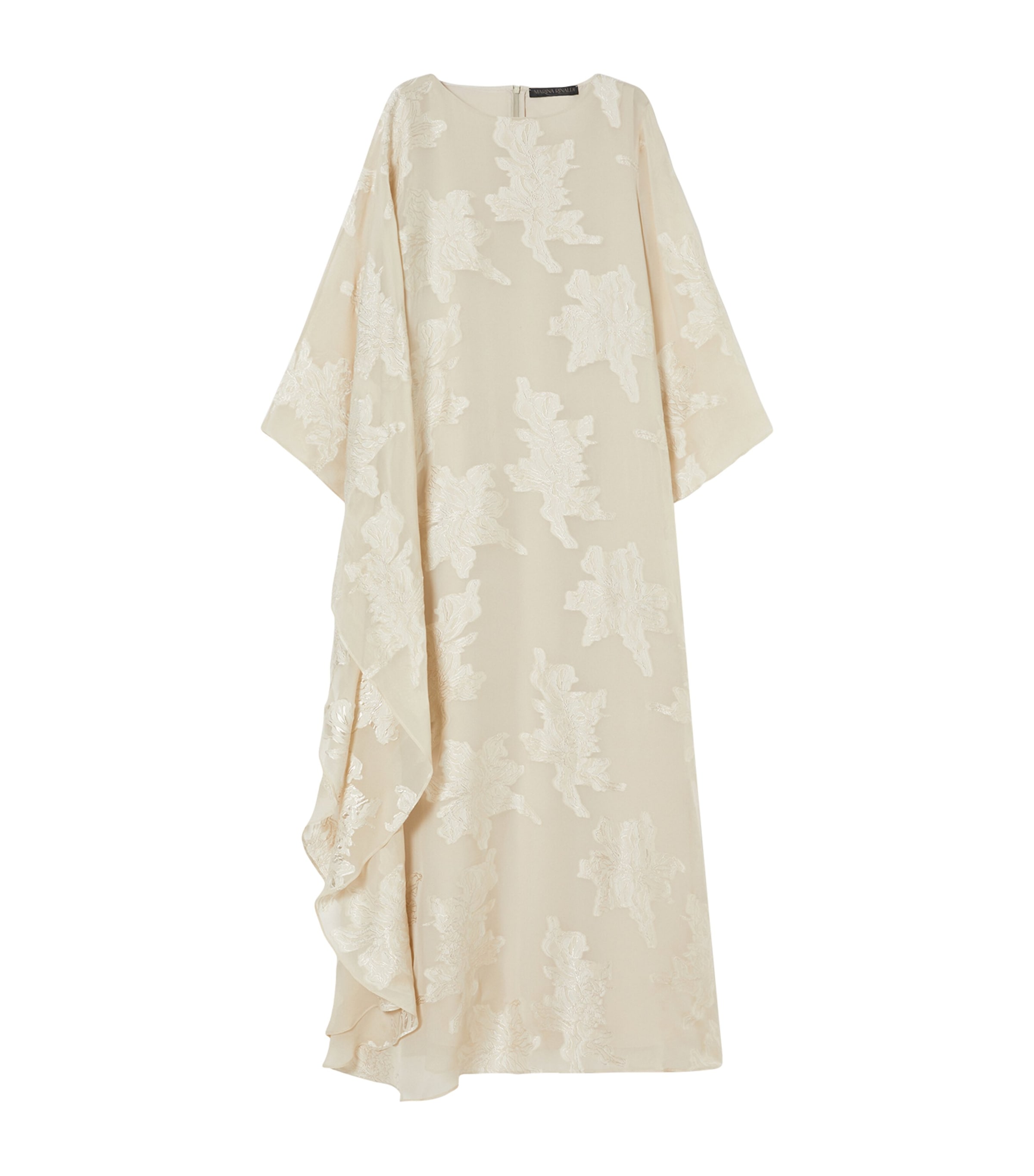 Marina Rinaldi Silk-blend Fil Coupé Muslin Sughero Maxi Dress In Neutral
