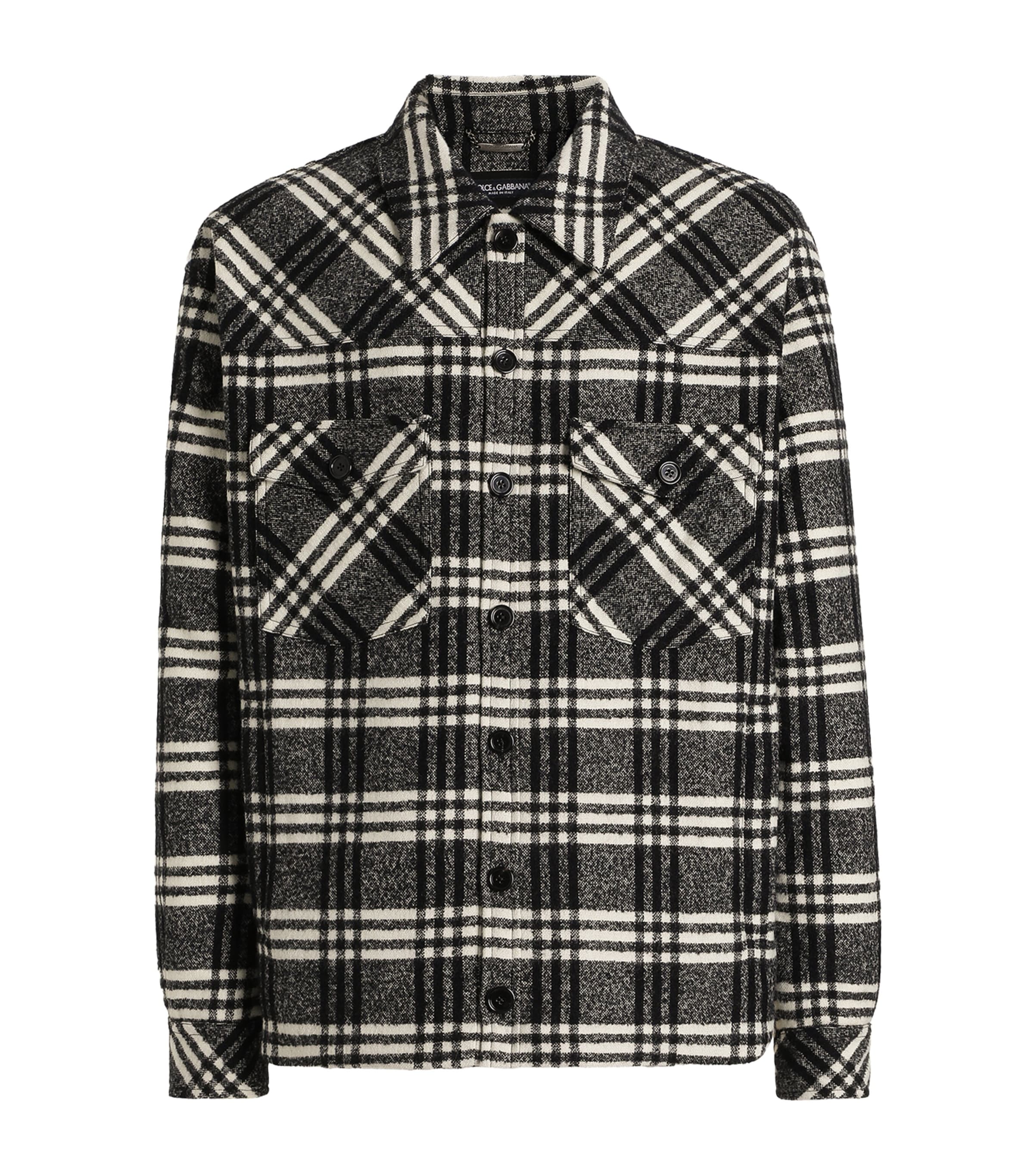 Dolce&Gabbana Mens Wool-Blend Check Shacket Check Tartan Image 1