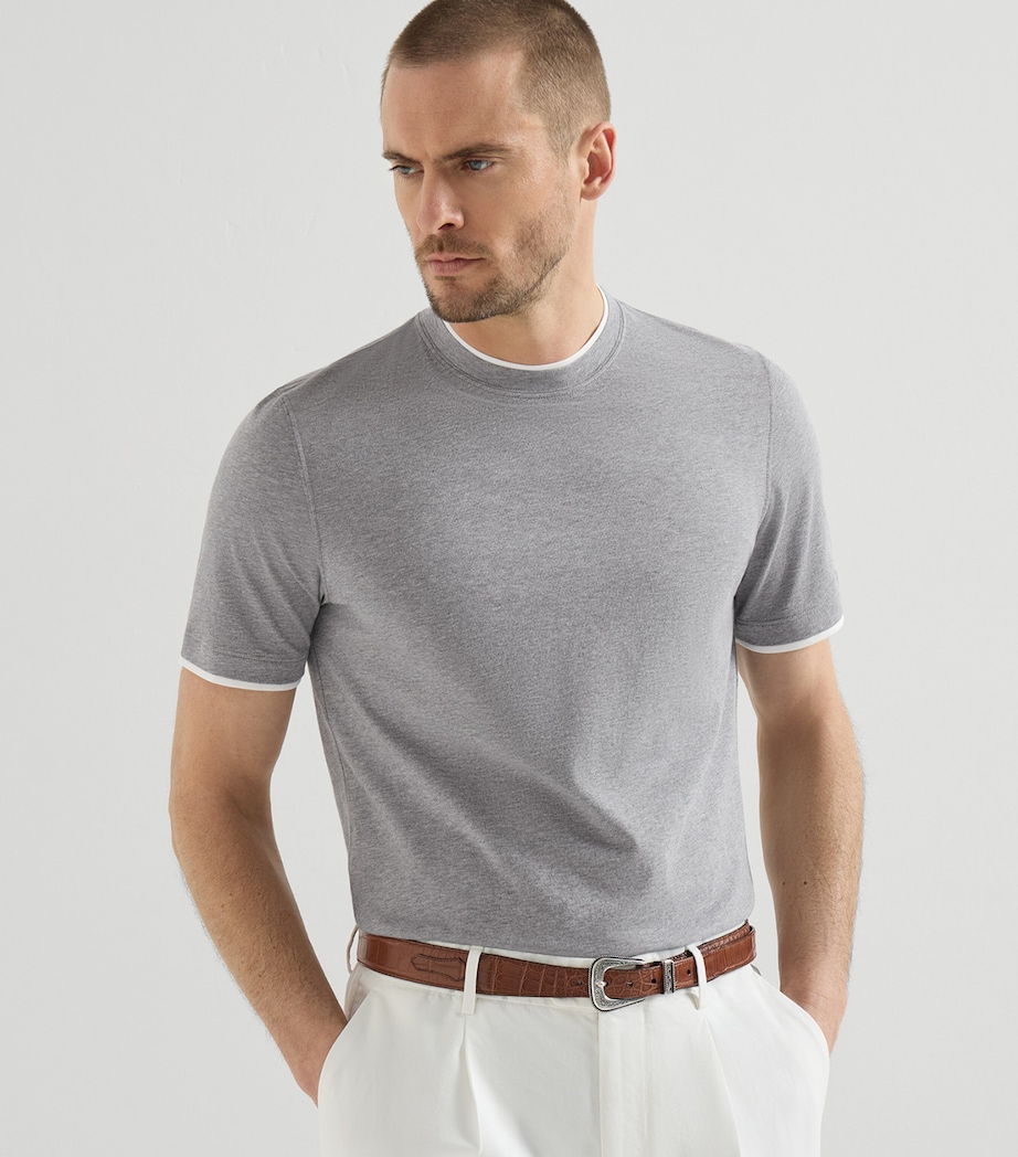 Brunello Cucinelli Mens Cotton Faux-Layered T-Shirt Image 4