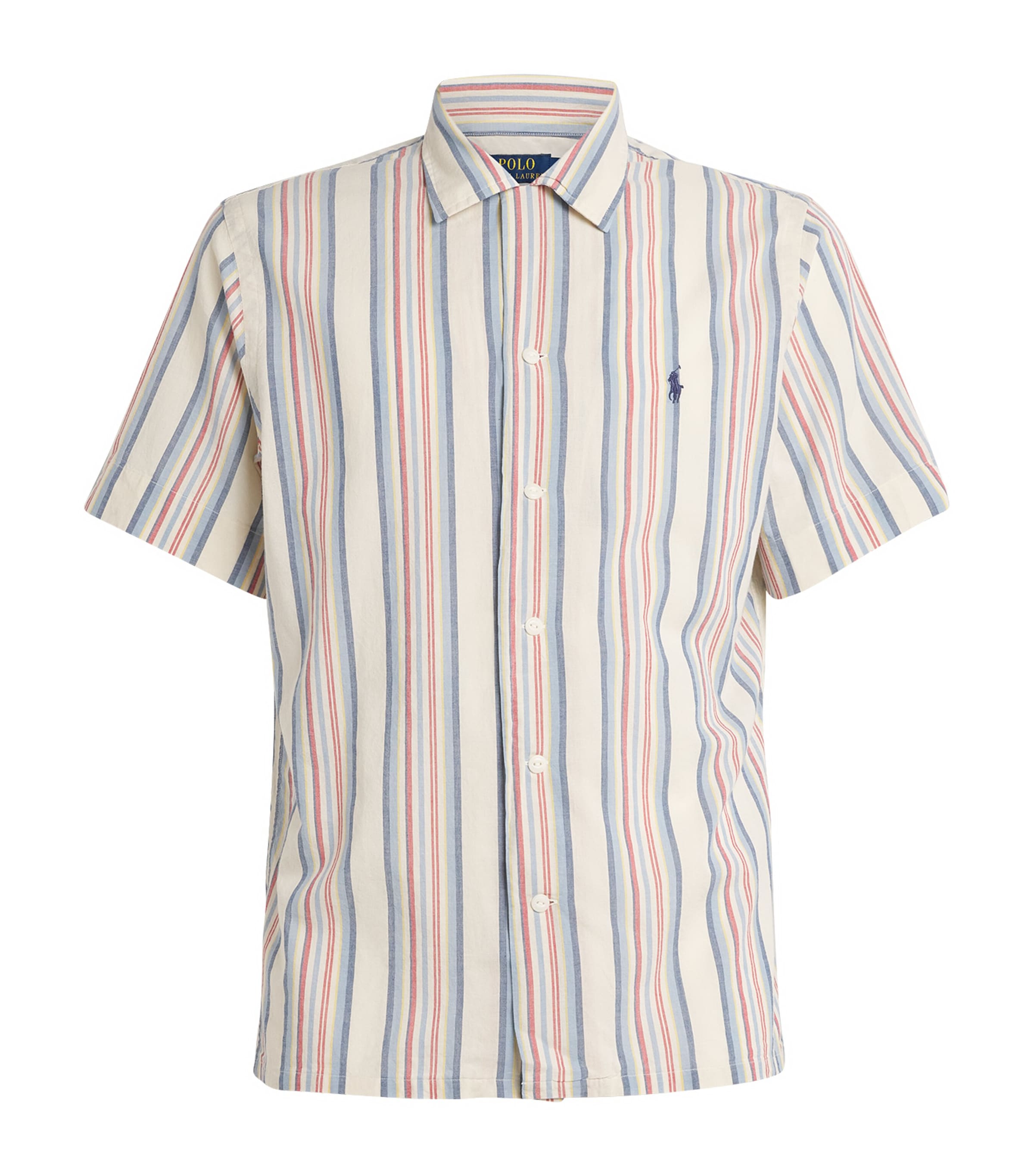 Polo Ralph Lauren Cotton Chambray Stripe Cuban Shirt In Neutral