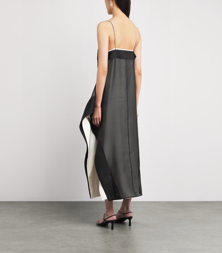 Voranida Womens Silk Organza Kourtney Midi Slip Dress Black Image 4