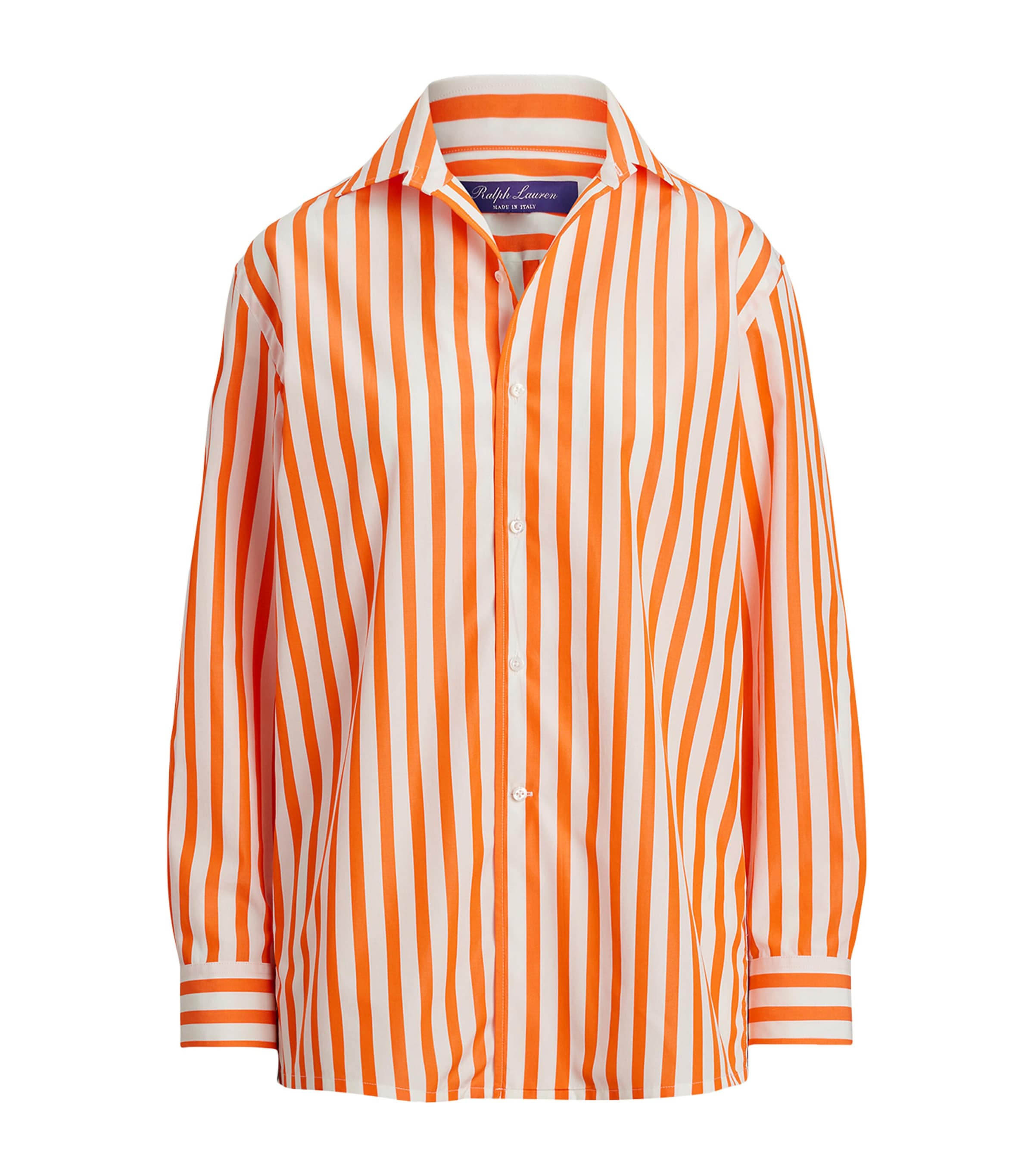 Polo Ralph Lauren Gestreiftes Baumwollhemd In Orange