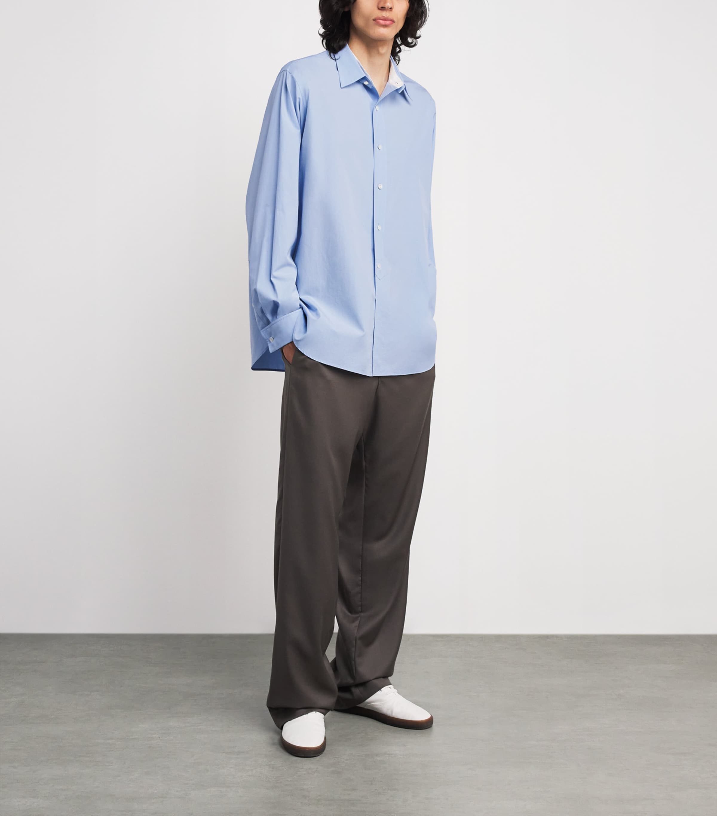 The Row Mens Melchior Cotton Shirt Ice Blue Image 2