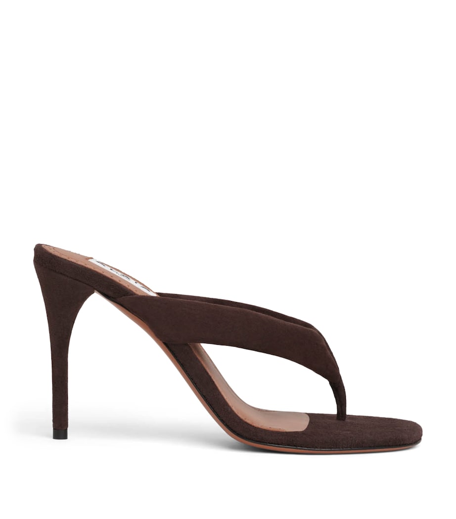 Alaïa Suede Thong Mules 90 Dark Brown Image 1