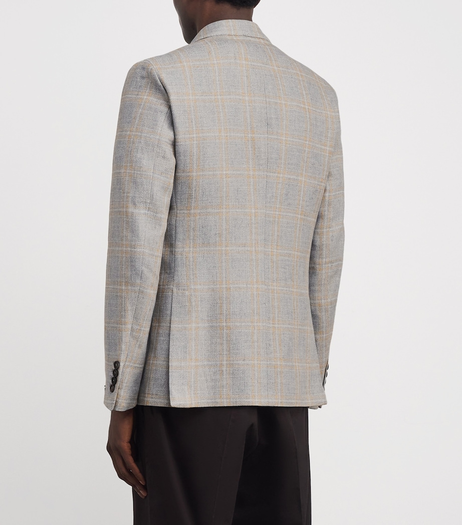 Wool-Linen Check Blazer 21 LIGHT GREY Image 4