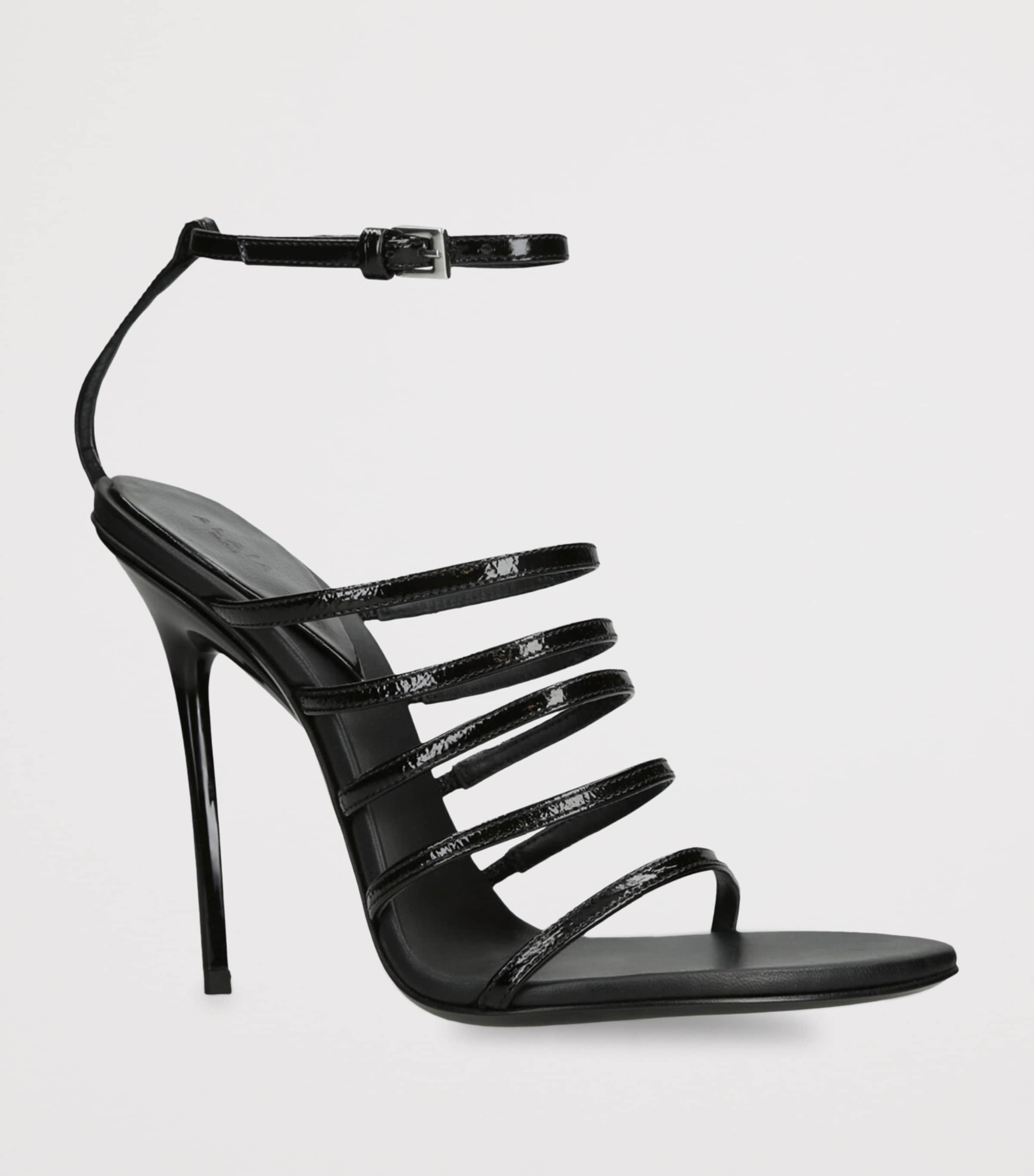 Alaïa Leather Strappy Heeled Sandals 110 Black Image 3