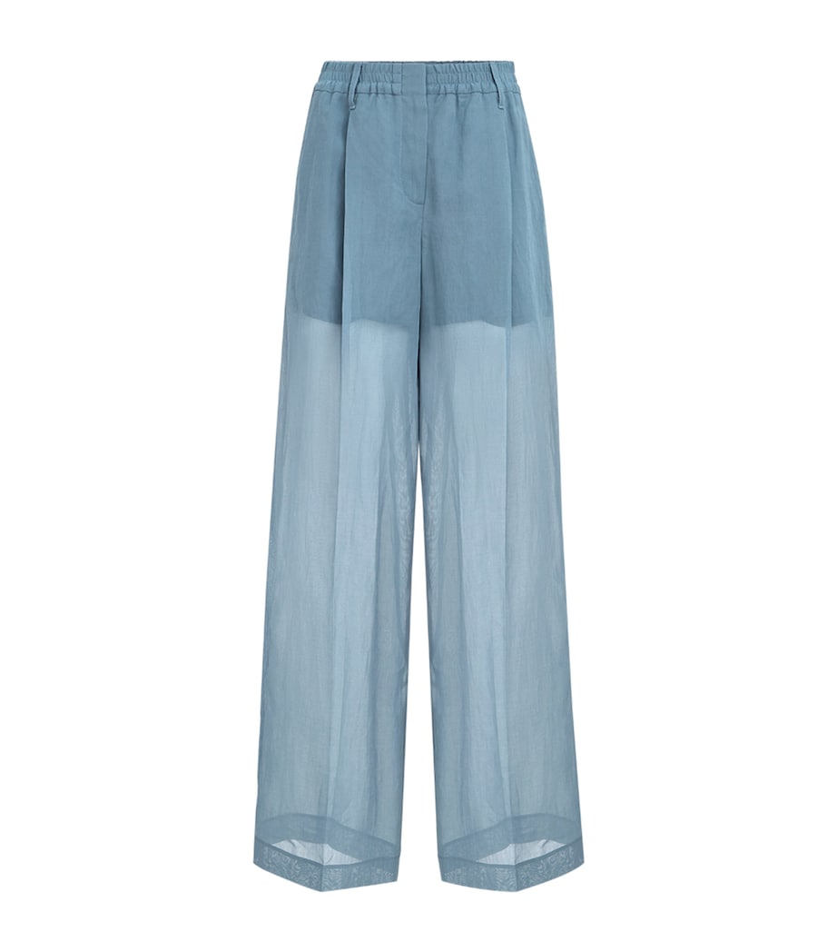 Brunello Cucinelli Womens Cotton Organza Wide-Leg Trousers Image 1