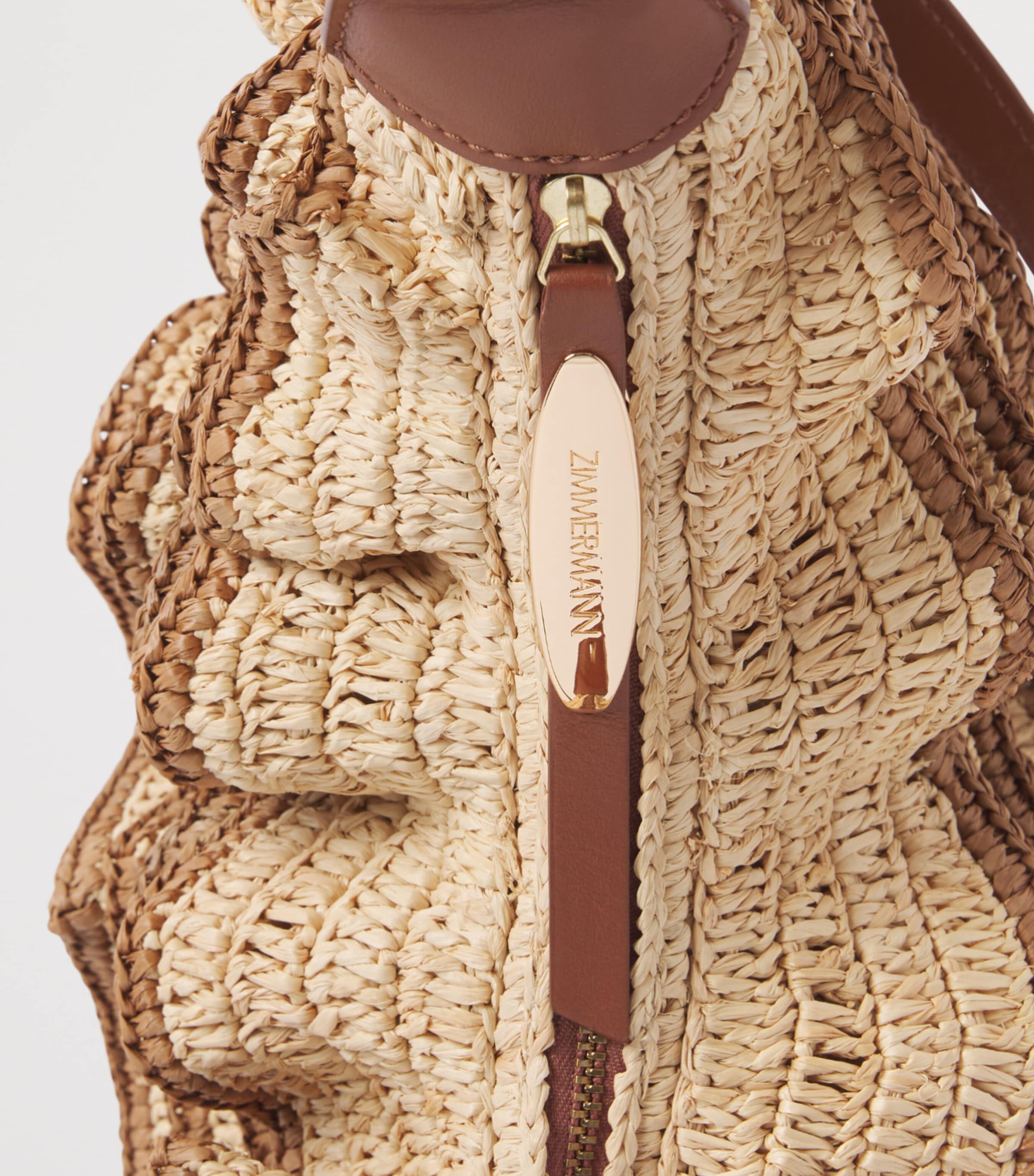 Zimmermann Raffia Goldentime Ruffle Shoulder Bag Natural Image 6