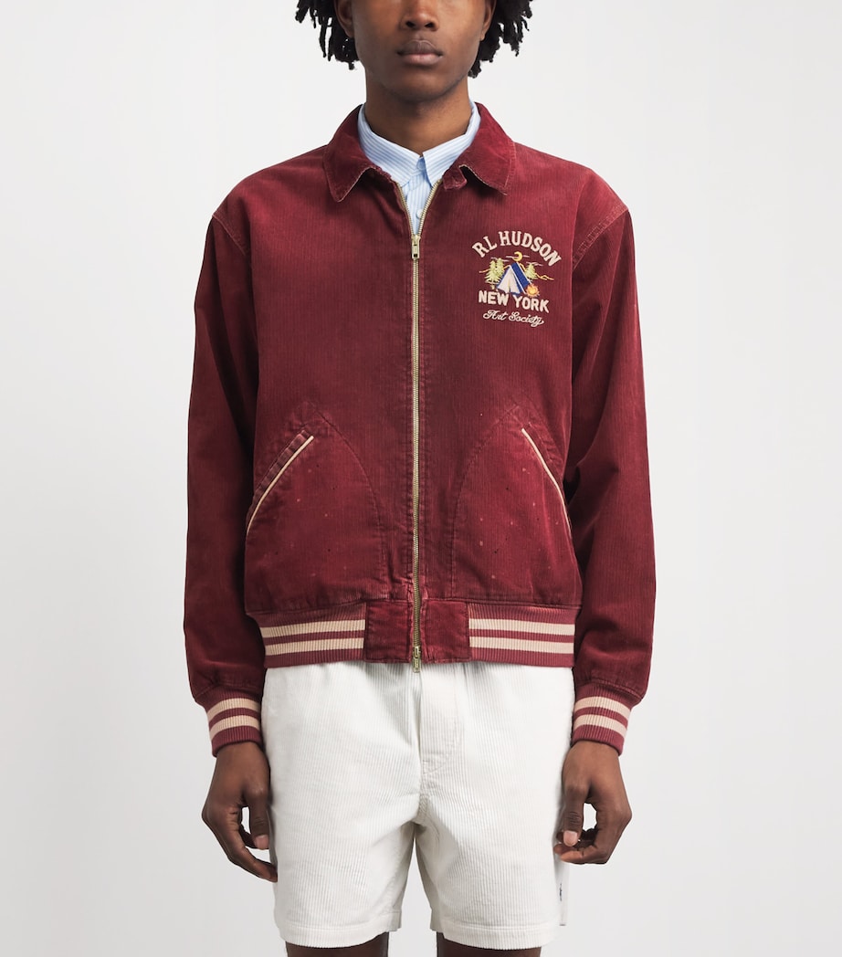 Polo Ralph Lauren Mens Corduroy Embroidered Track Jacket Red Image 4