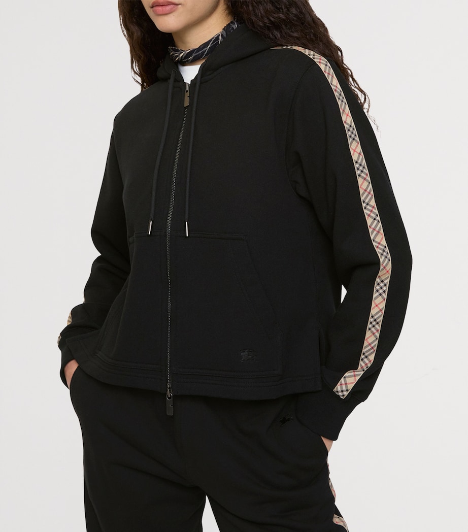 Cotton Zip-Up Hoodie BLACK Image 2