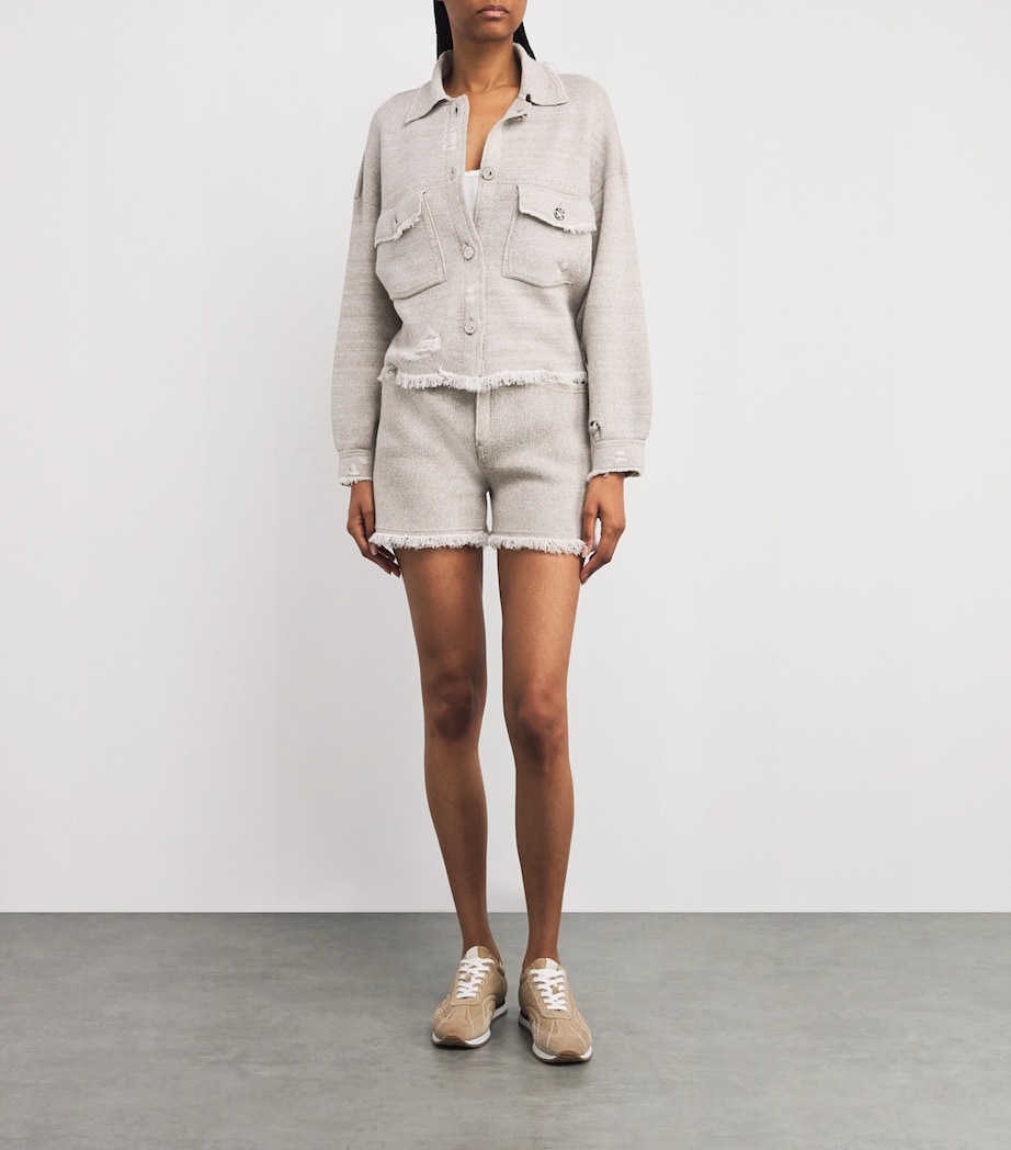 Barrie Womens Cashmere-Cotton Distressed Jacket Urchin Dark Image 2