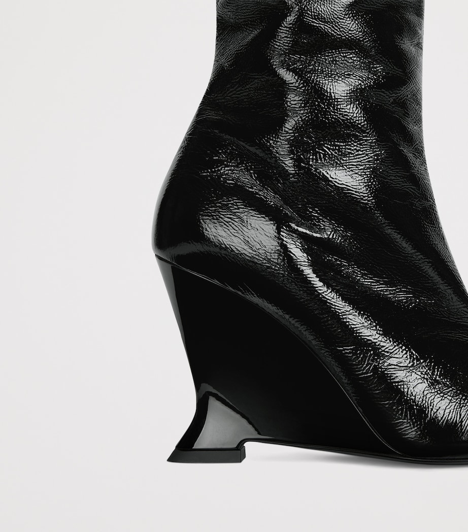 Balmain Leather Wedge Ankle Boots Noir Image 7