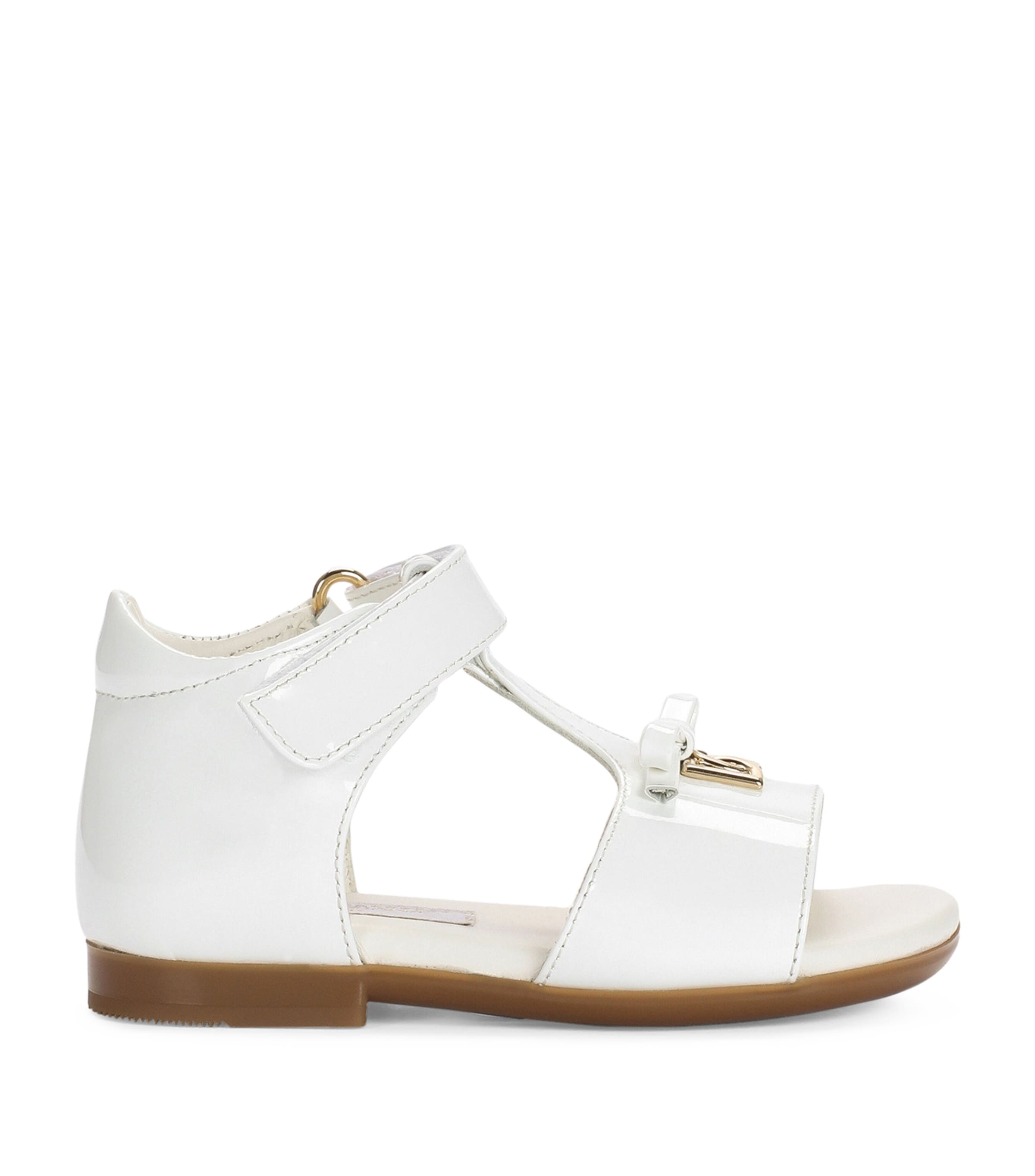 Dolce & Gabbana Baby Girls White Patent Leather Sandals