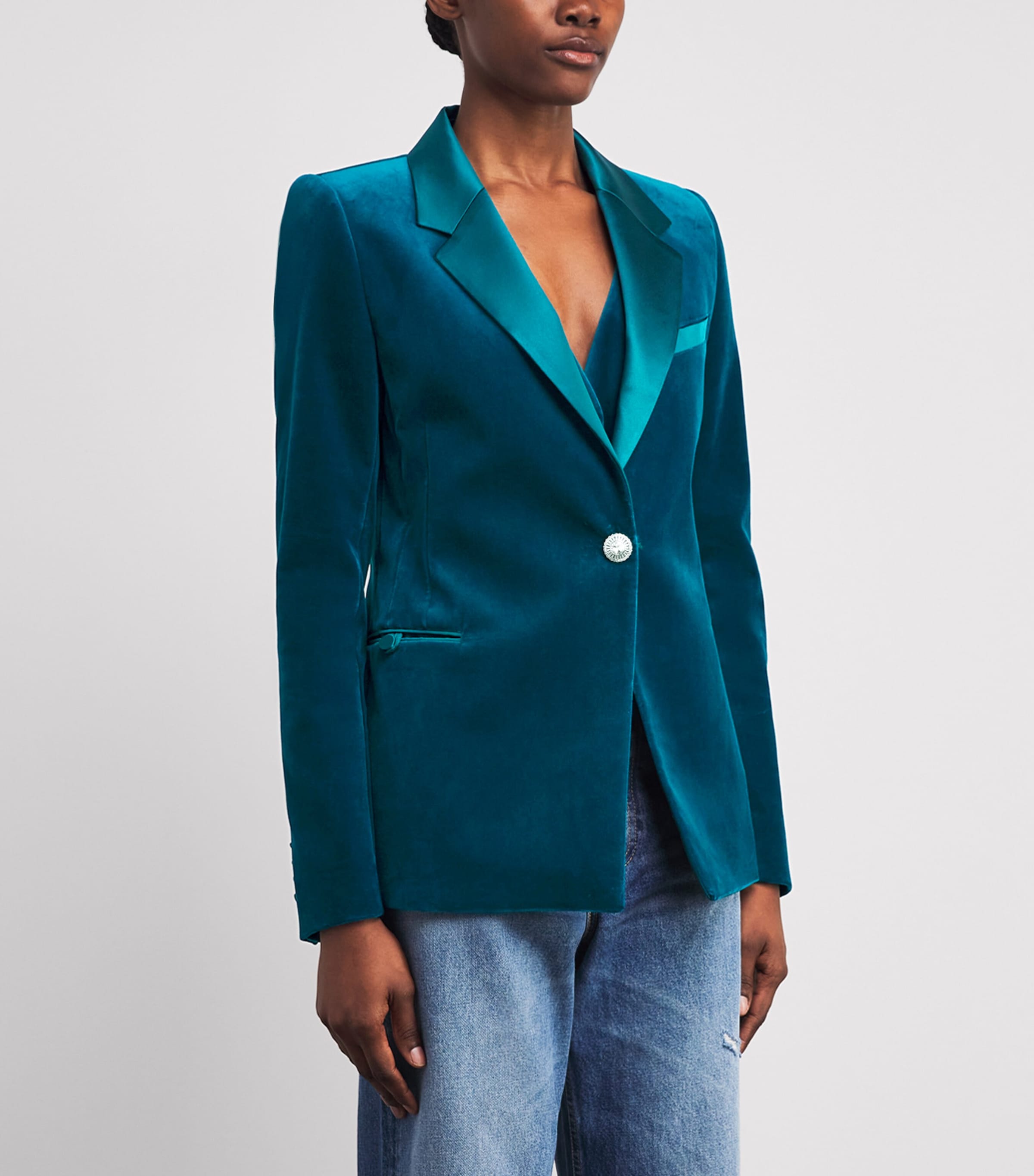 Velvet Blazer P489 BLUE BIRD Image 3
