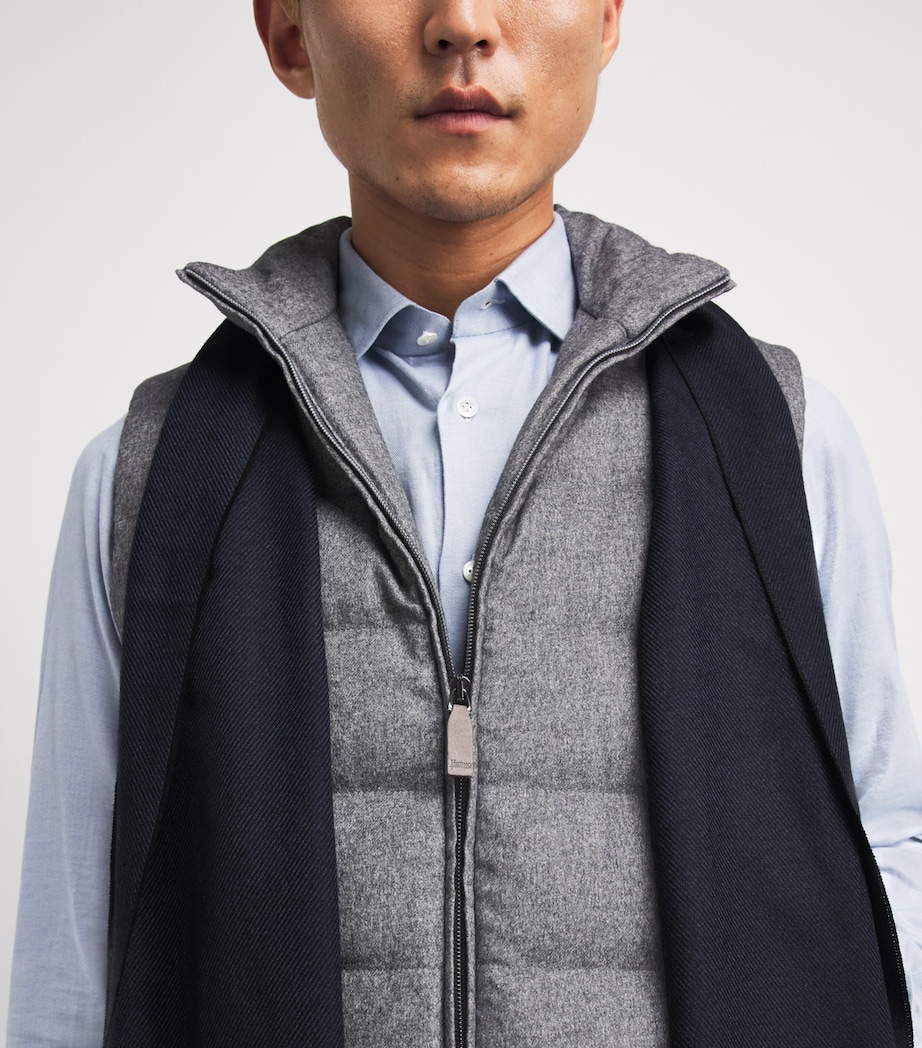 Herno Mens Silk-Cashmere Down Quilted Gilet Grigio Image 3