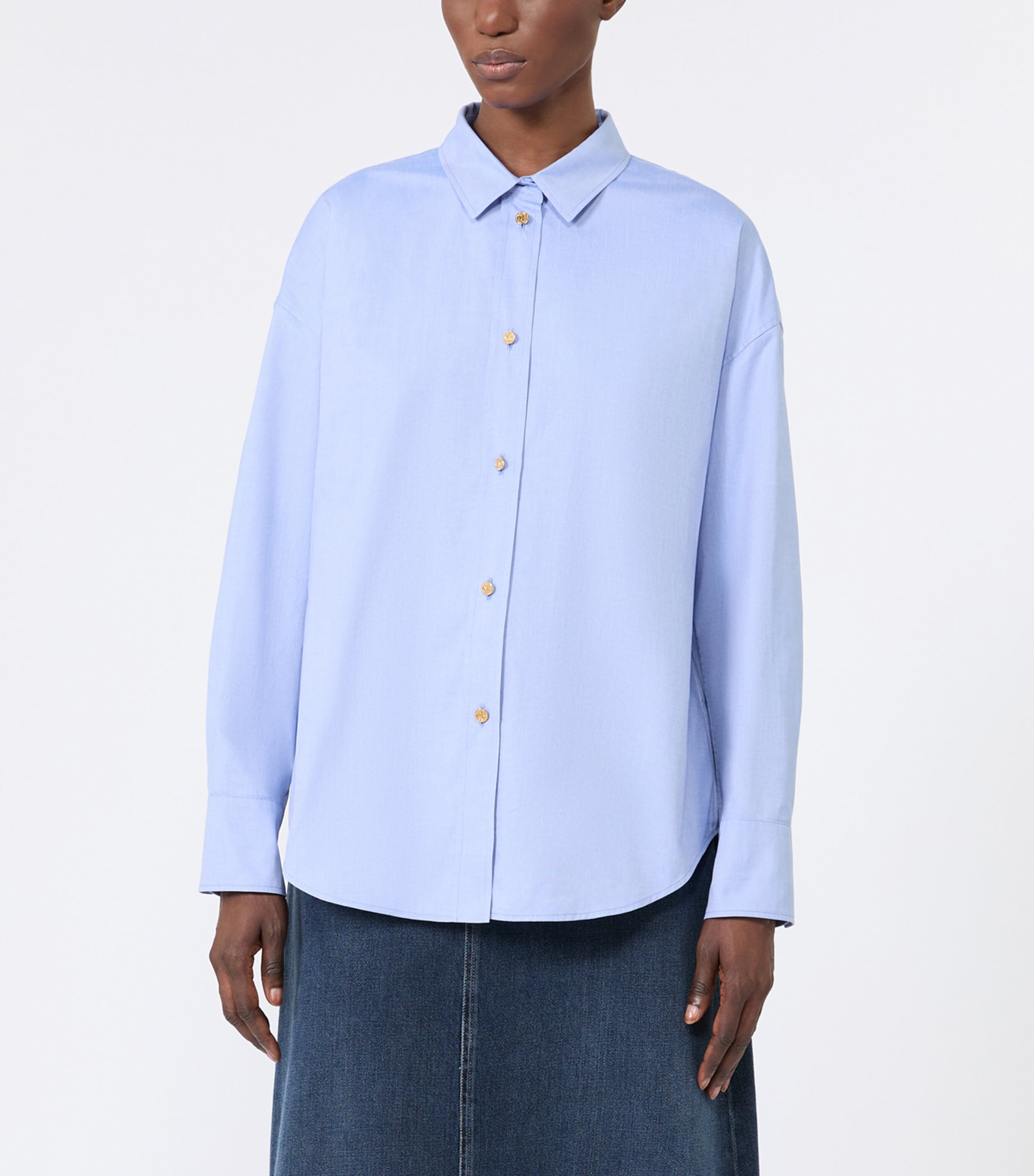 Max Mara Womens Cotton Oxford Shirt Light Blue Image 3