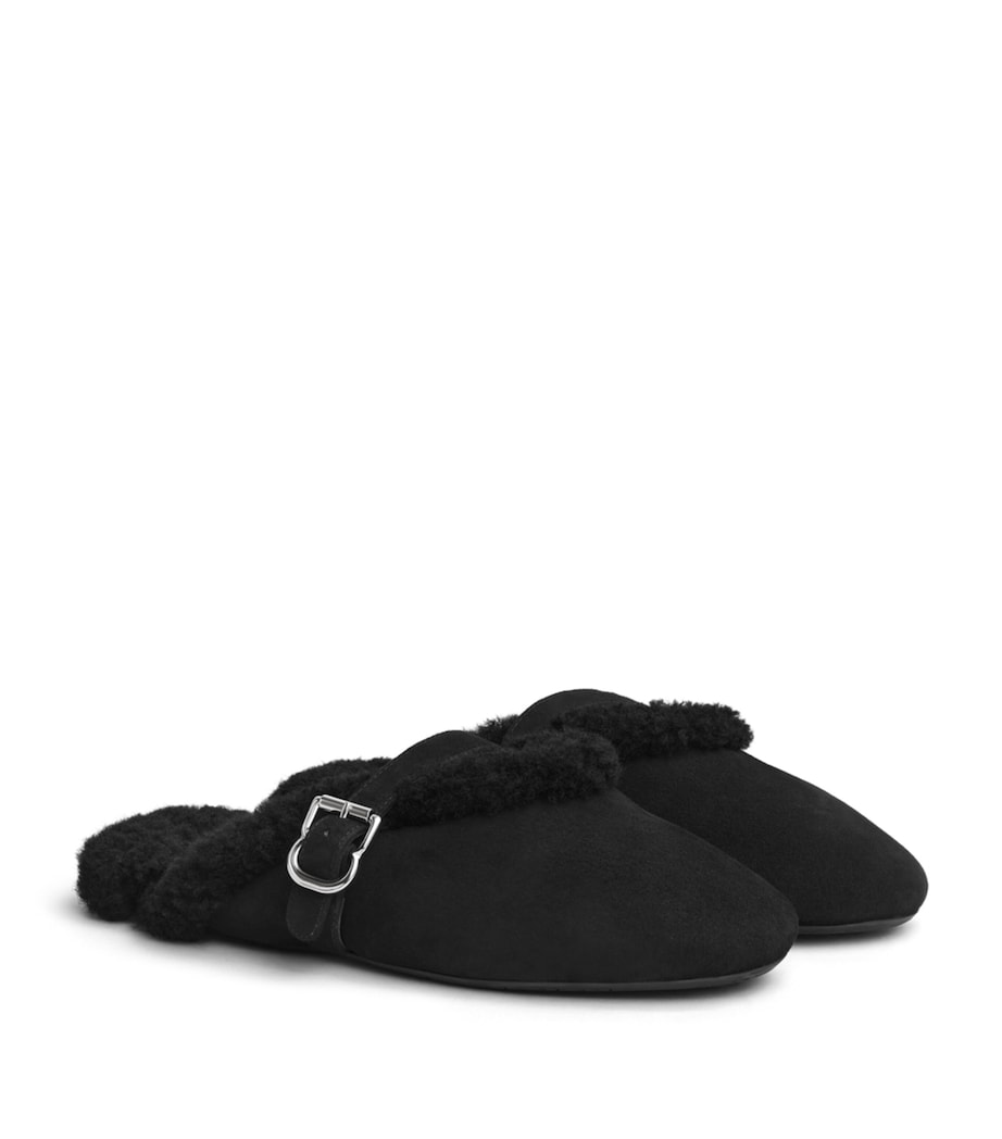 Alaïa Shearling Mules Black Image 3