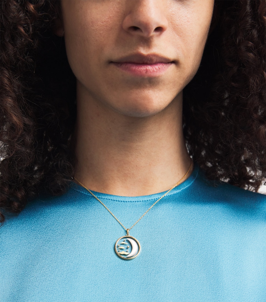 Yellow Gold, Diamond and Pearl N*93 Wish Upon a Moon Necklace YELLOW GOLD Image 2