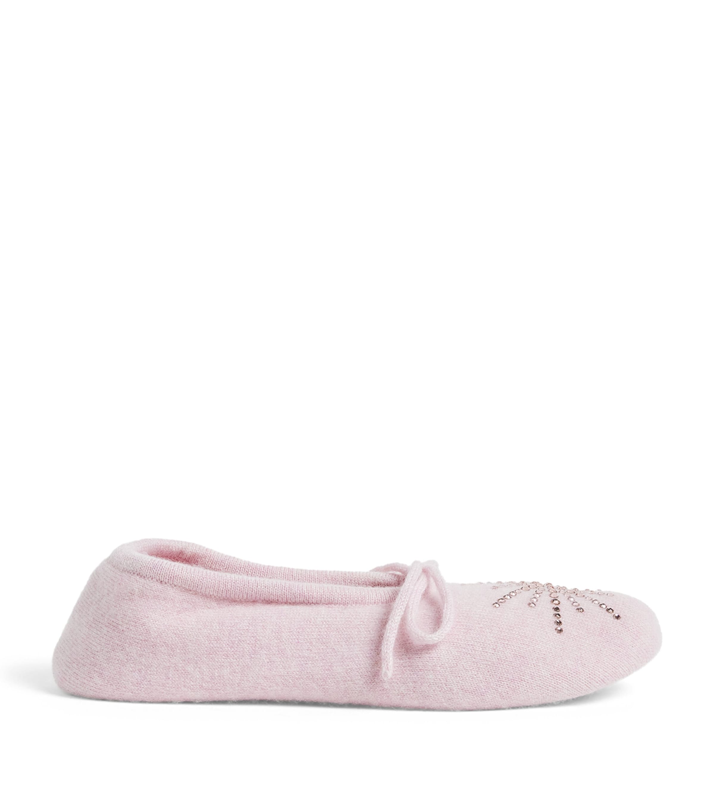 William Sharp Cashmere Embellished Dolly Slippers In Pink