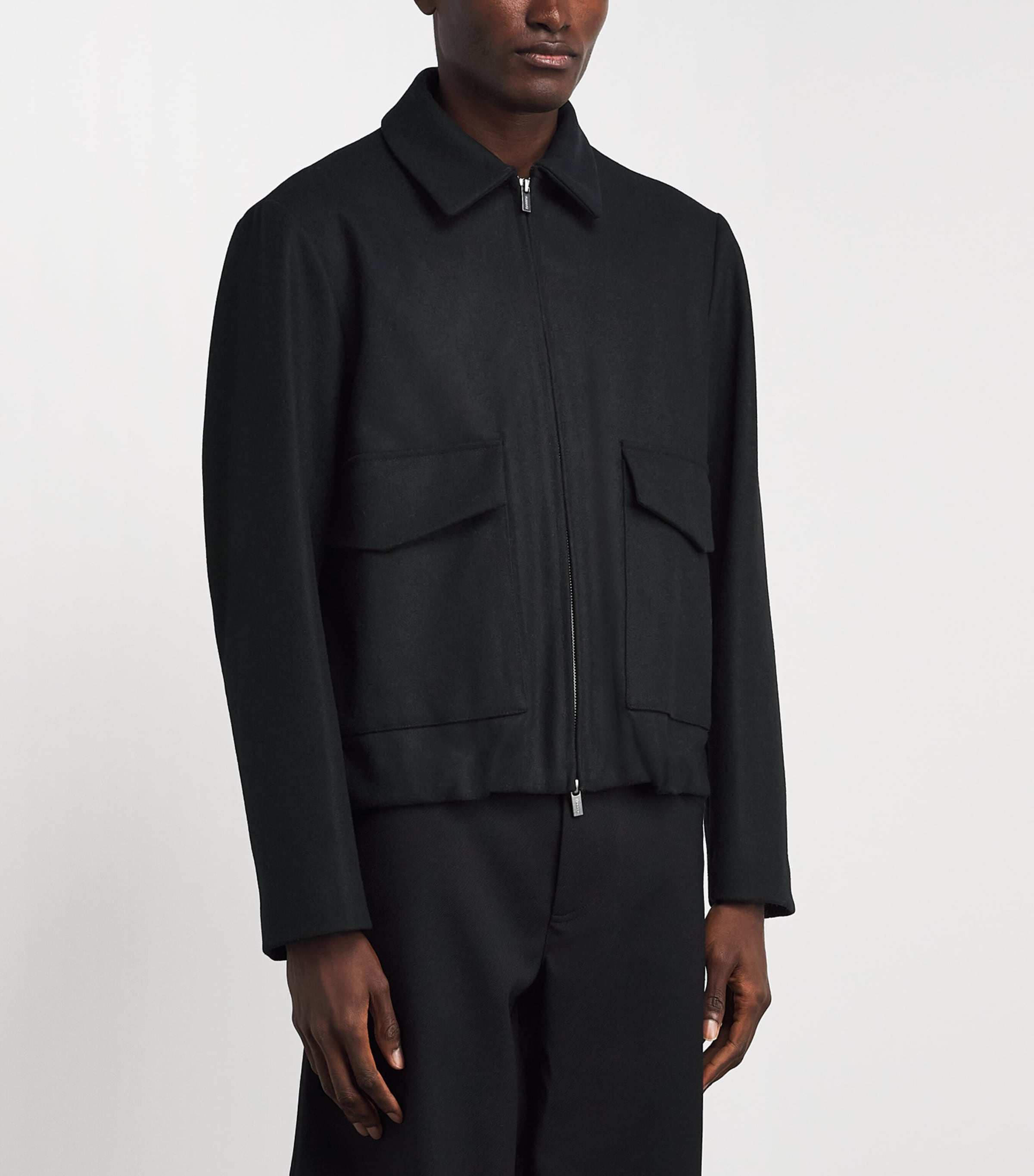 Barena Mens Wool-Blend Tailored Bomber Jacket Nero Image 4