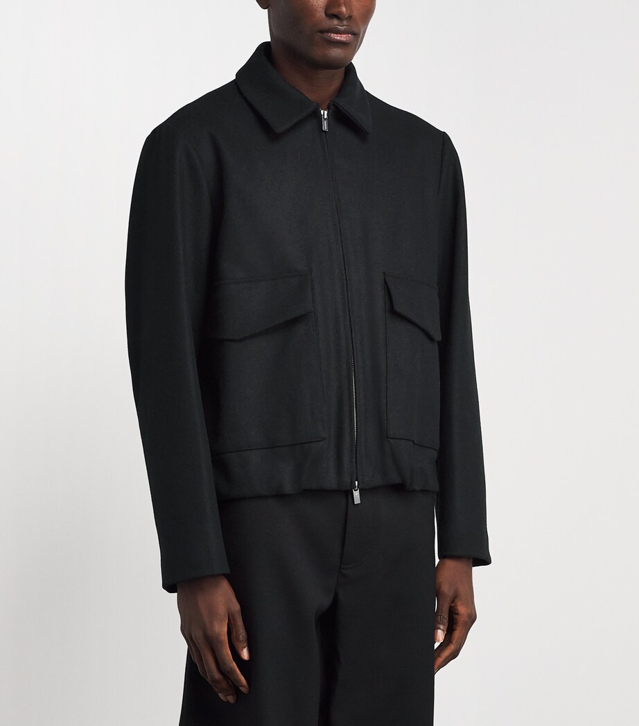 Barena Mens Wool-Blend Tailored Bomber Jacket Nero Image 4