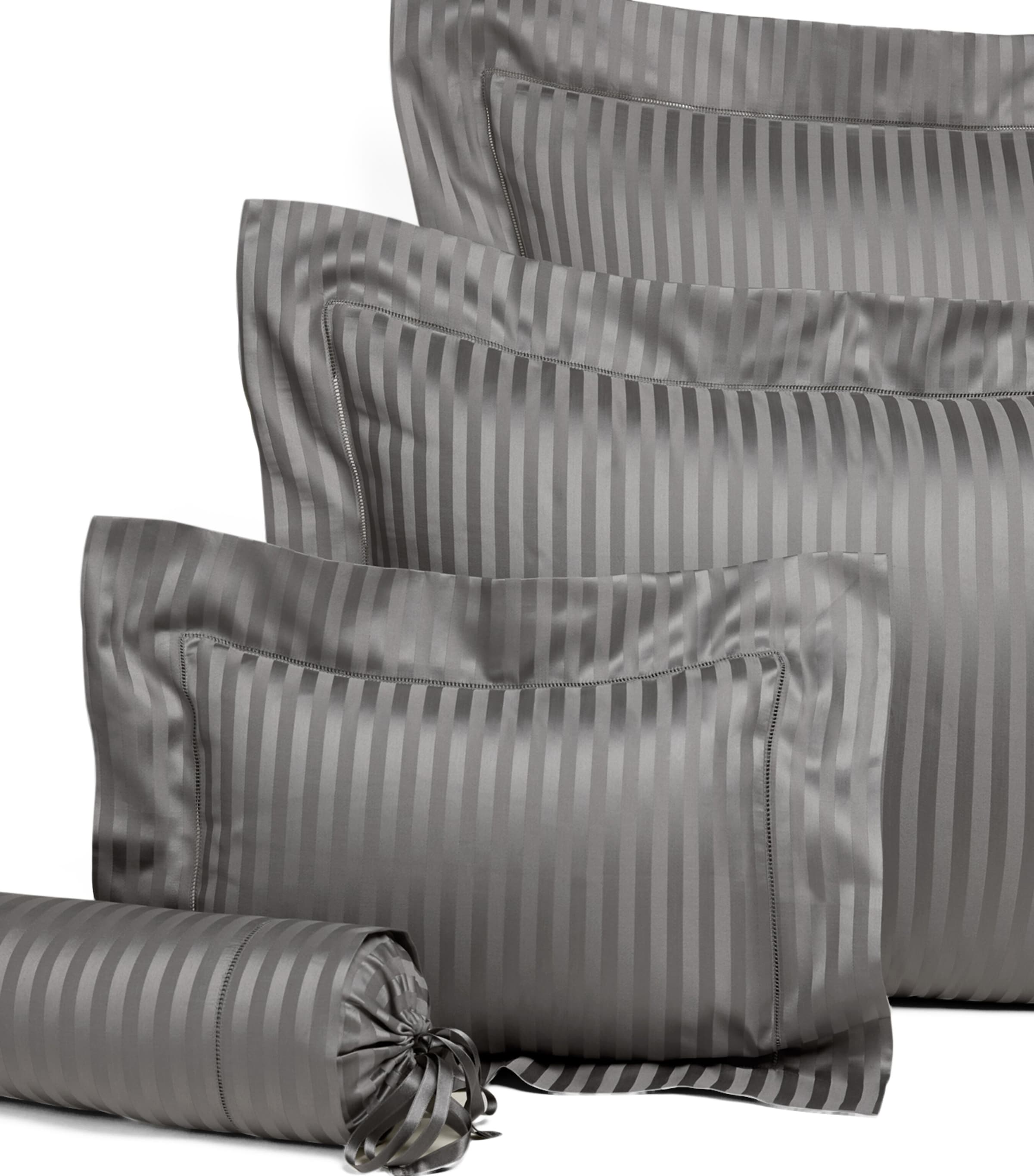 Raso Rigato Pillowcase (50cm x 75cm) CHARCOAL Image 2