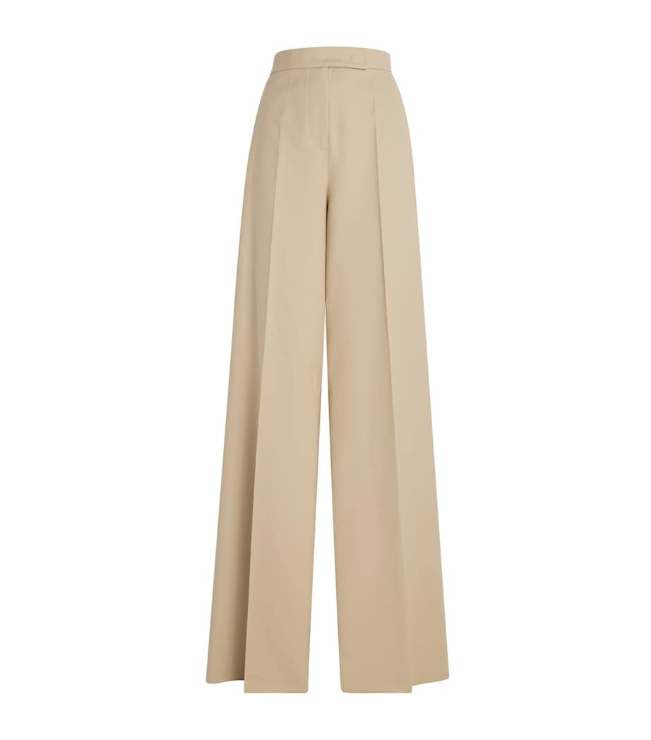 Stretch-Cotton Wide-Leg Trousers SAND Image 1
