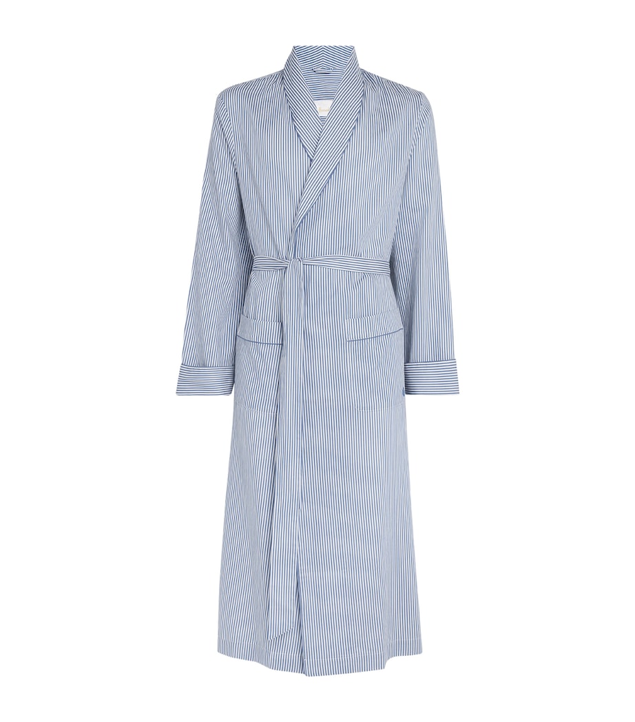 Cotton Striped Robe BLUE Image 1
