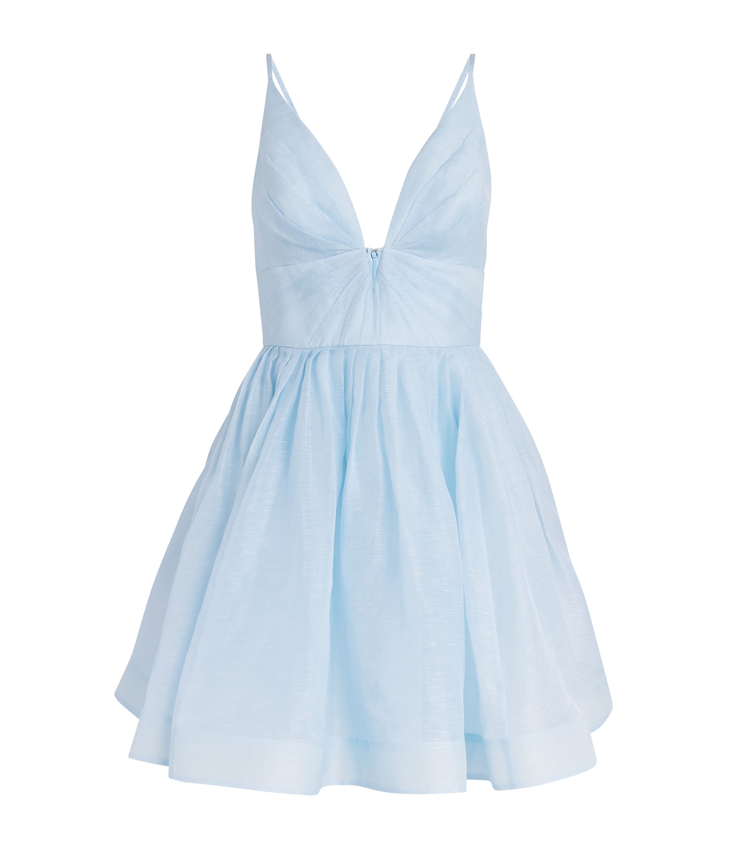 Zimmermann Linen-silk Plunge-neck Mini Dress