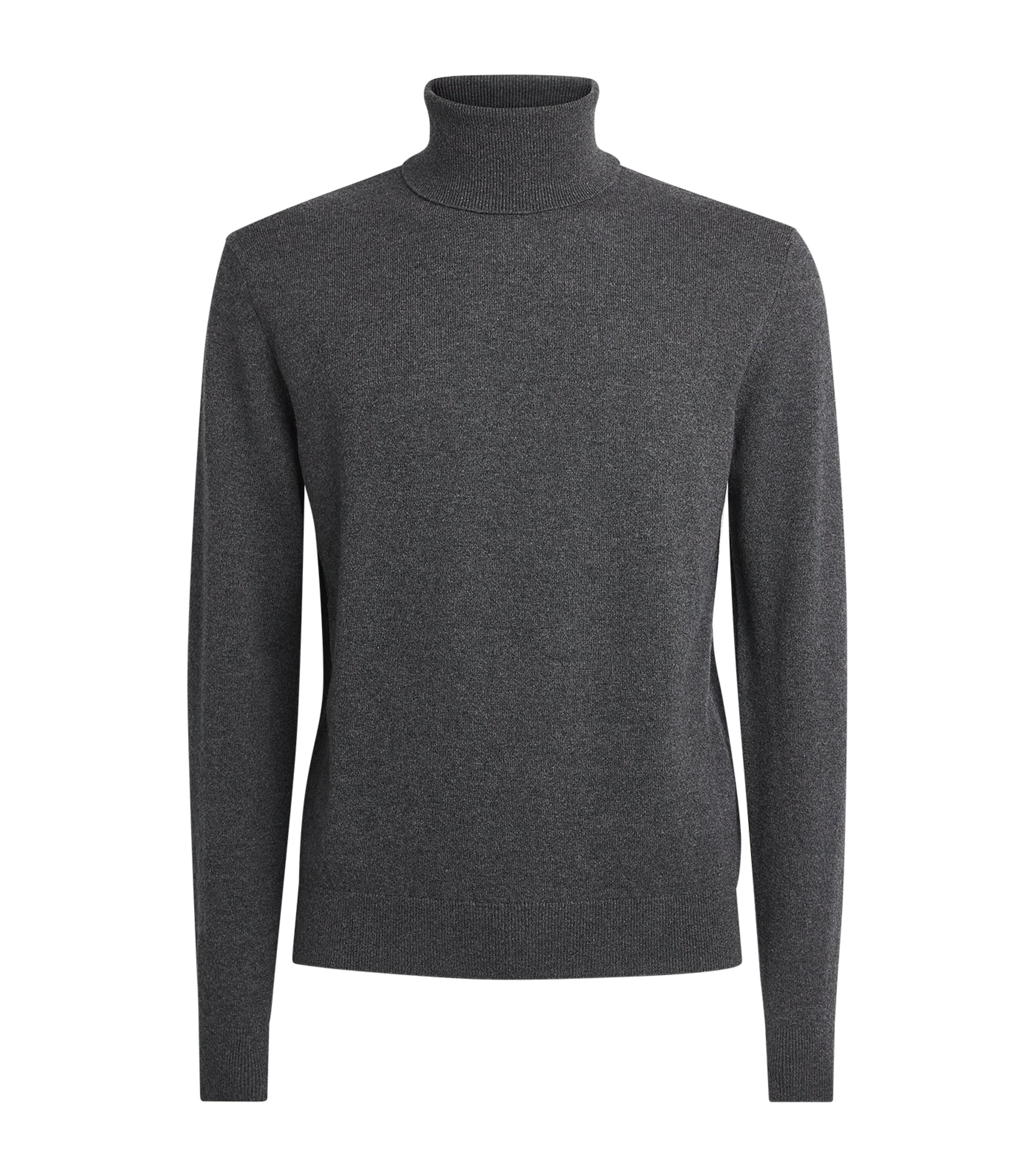 Ralph Lauren Purple Label Mens Cashmere Rollneck Sweater Dark Grey Melange Image 1