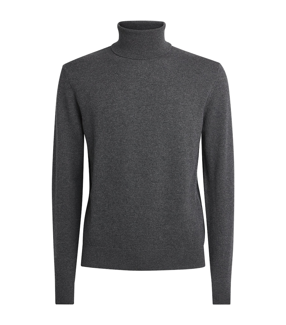 Ralph Lauren Purple Label Mens Cashmere Rollneck Sweater Dark Grey Melange Image 1