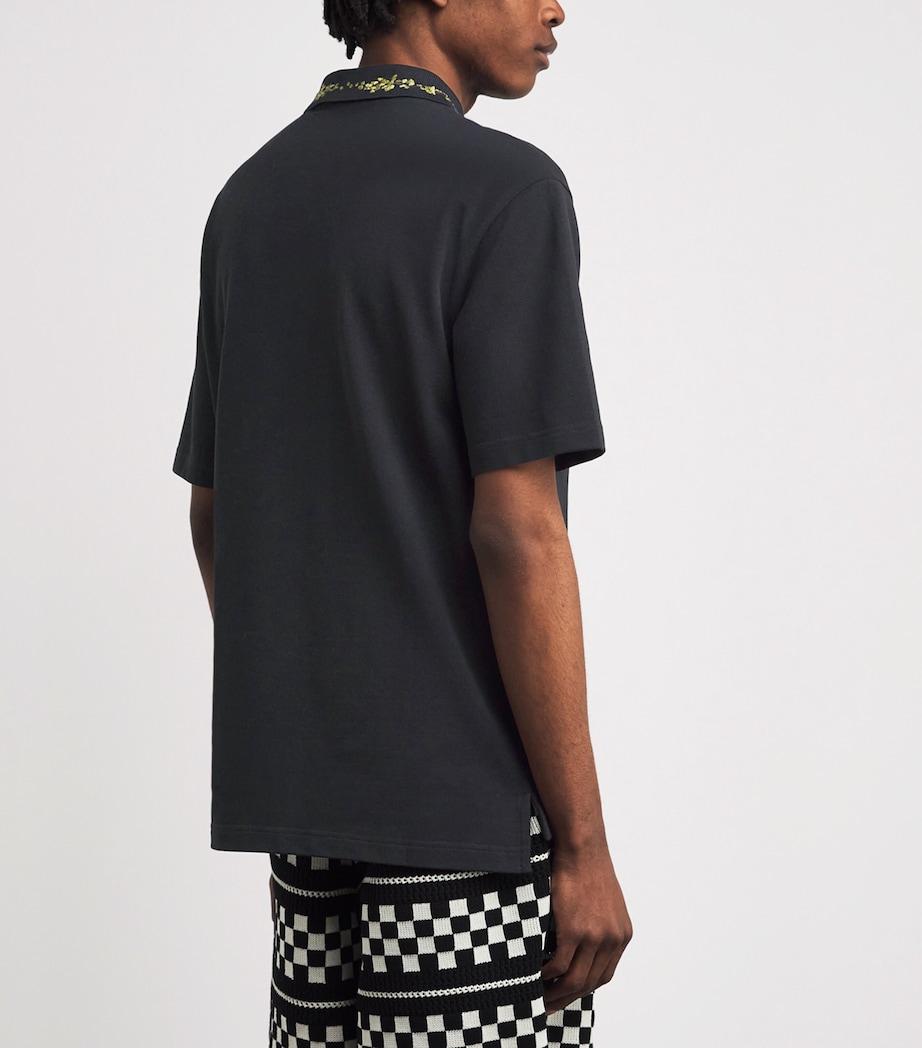 AMIRI Mens Cotton Embroidered Polo Shirt Black Image 5