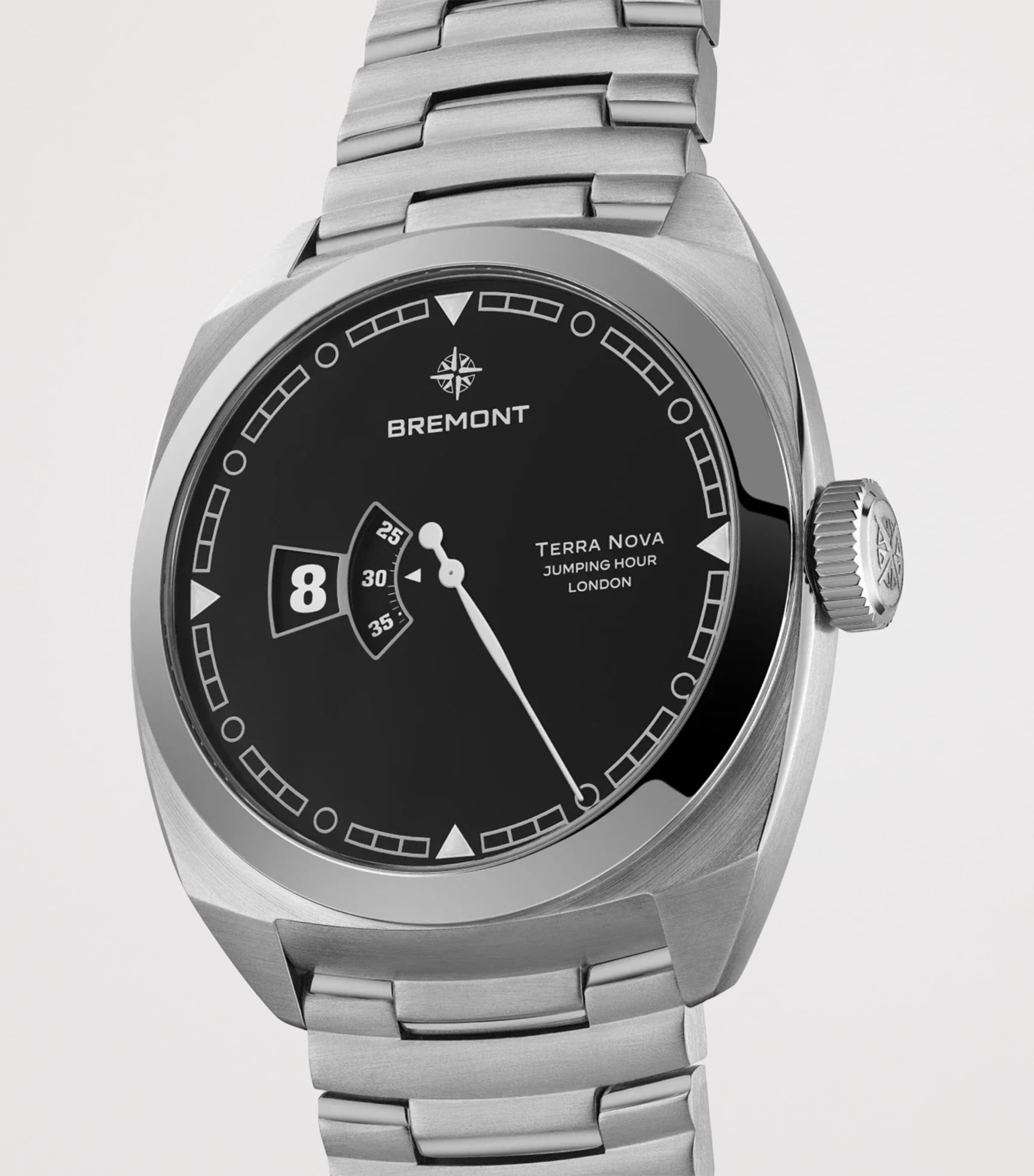 Stainless Steel Terra Nova Jumping Hour Watch 40.5mm BLACK Image 3