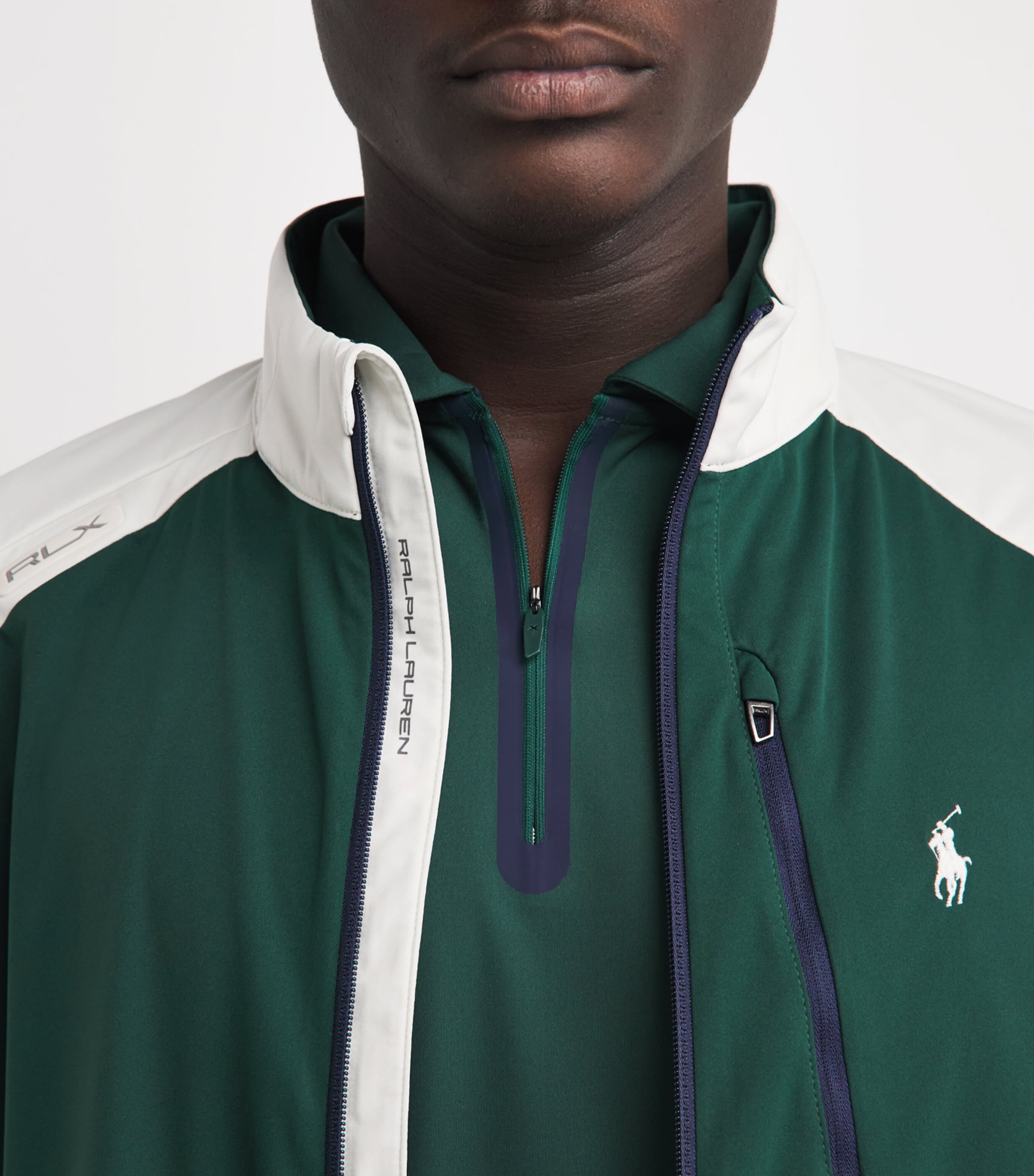 RLX Ralph Lauren Mens Colour-Block Packable Jacket Moss Agate/stn Pbble Image 3