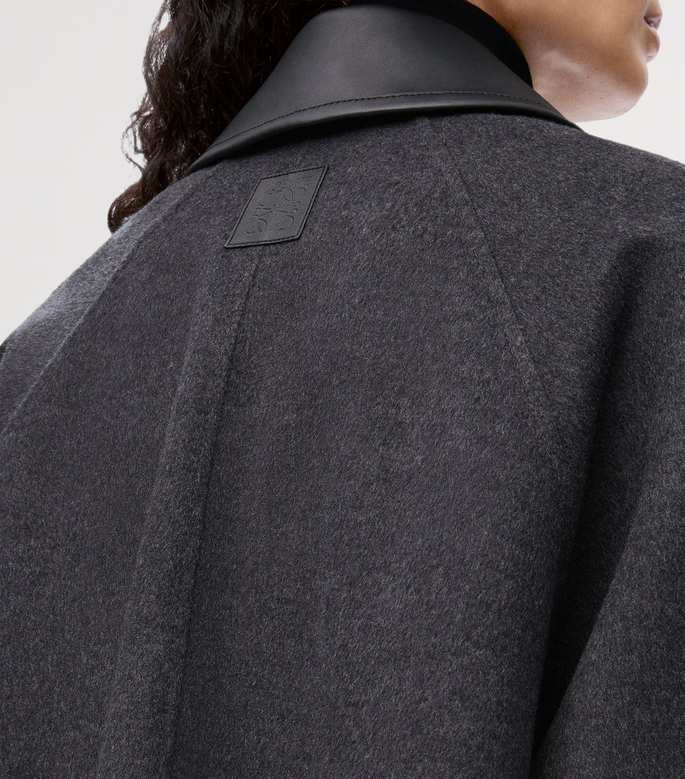 Wool-Cashmere Leather-Collar Coat CHARCOAL MELANGE Image 5