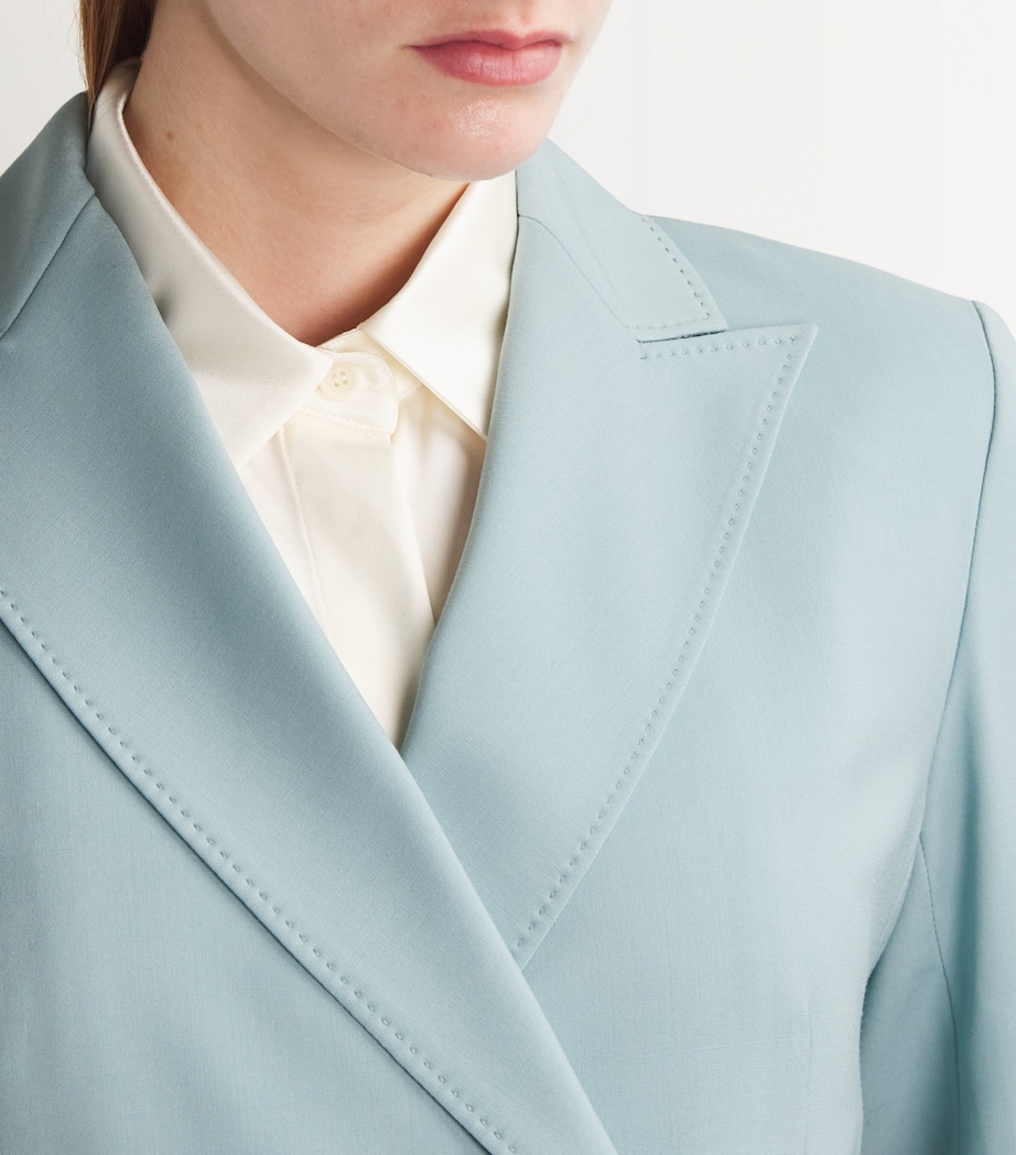 Wool Double-Breasted Blazer PASTEL GREEN Image 6