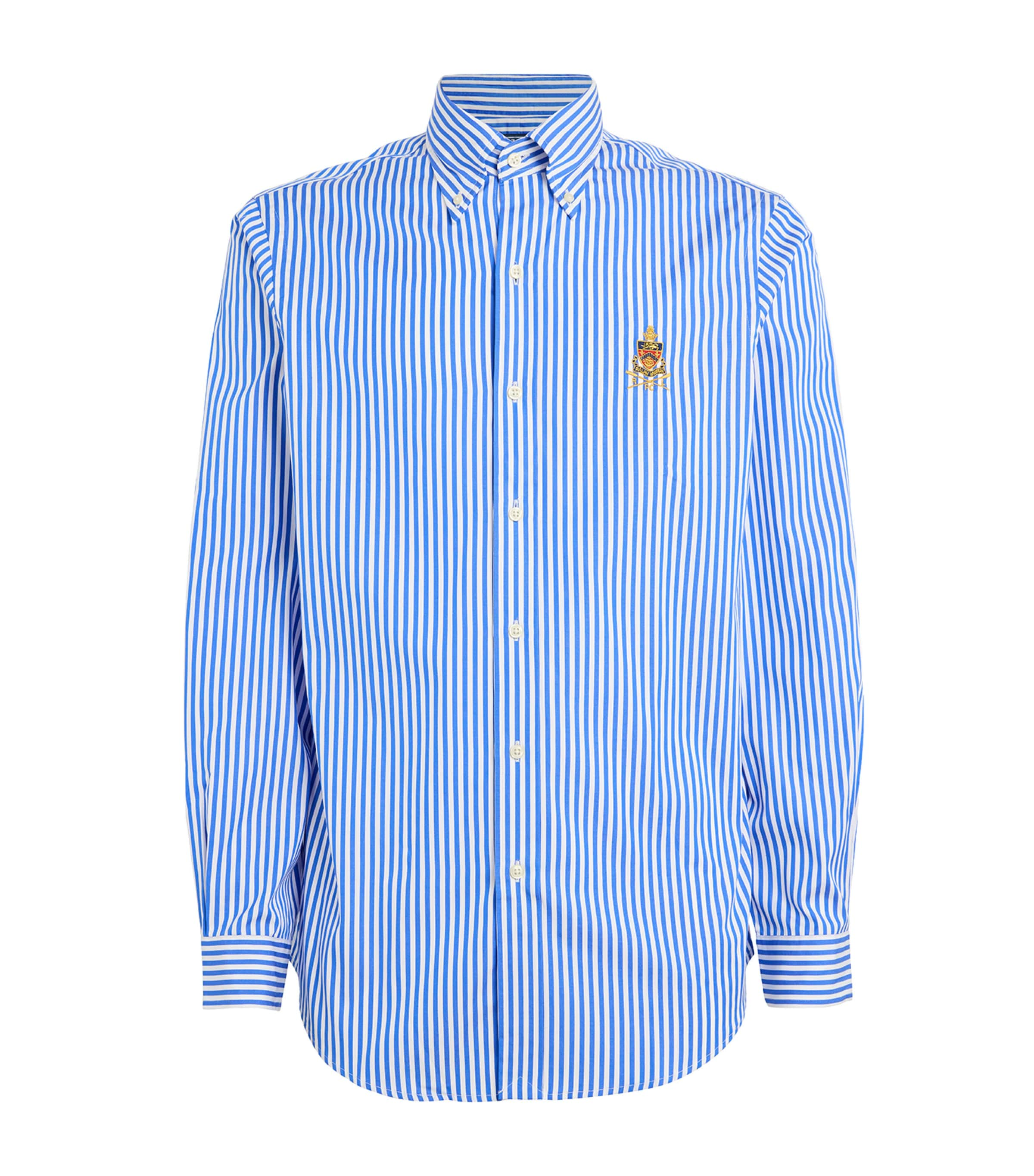 Shop Polo Ralph Lauren Cotton Poplin Striped Shirt In White