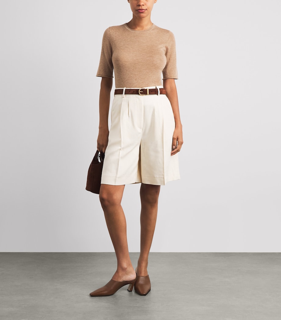 ME+EM Womens Cashmere T-Shirt Camel Melange Image 2