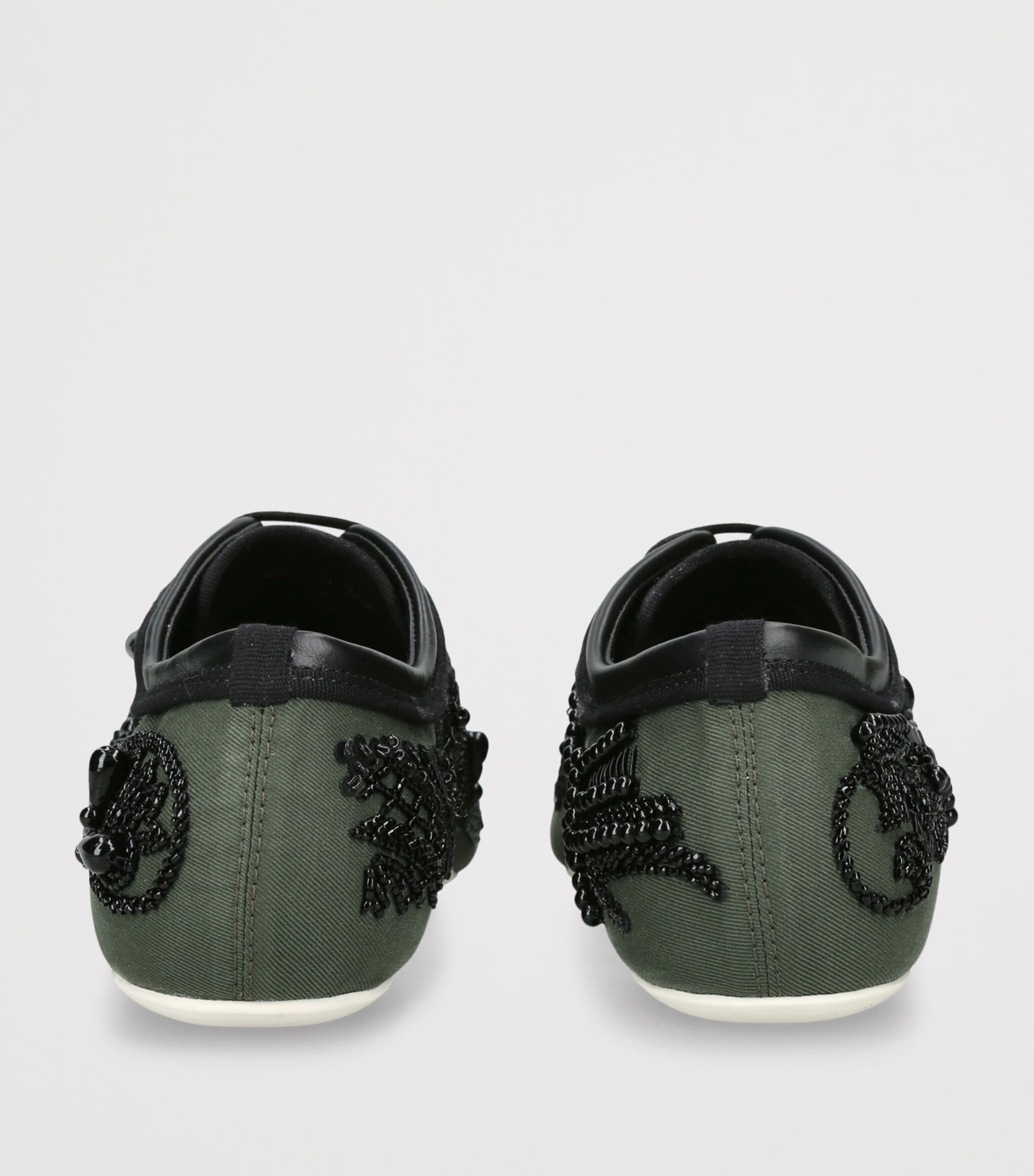 DRIES VAN NOTEN Leather Embellished Ballerina Sneakers Green Comb Image 2