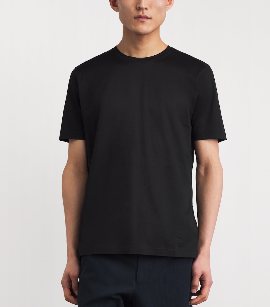 Corneliani Mens Cotton Crew-Neck T-Shirt Black Image 4