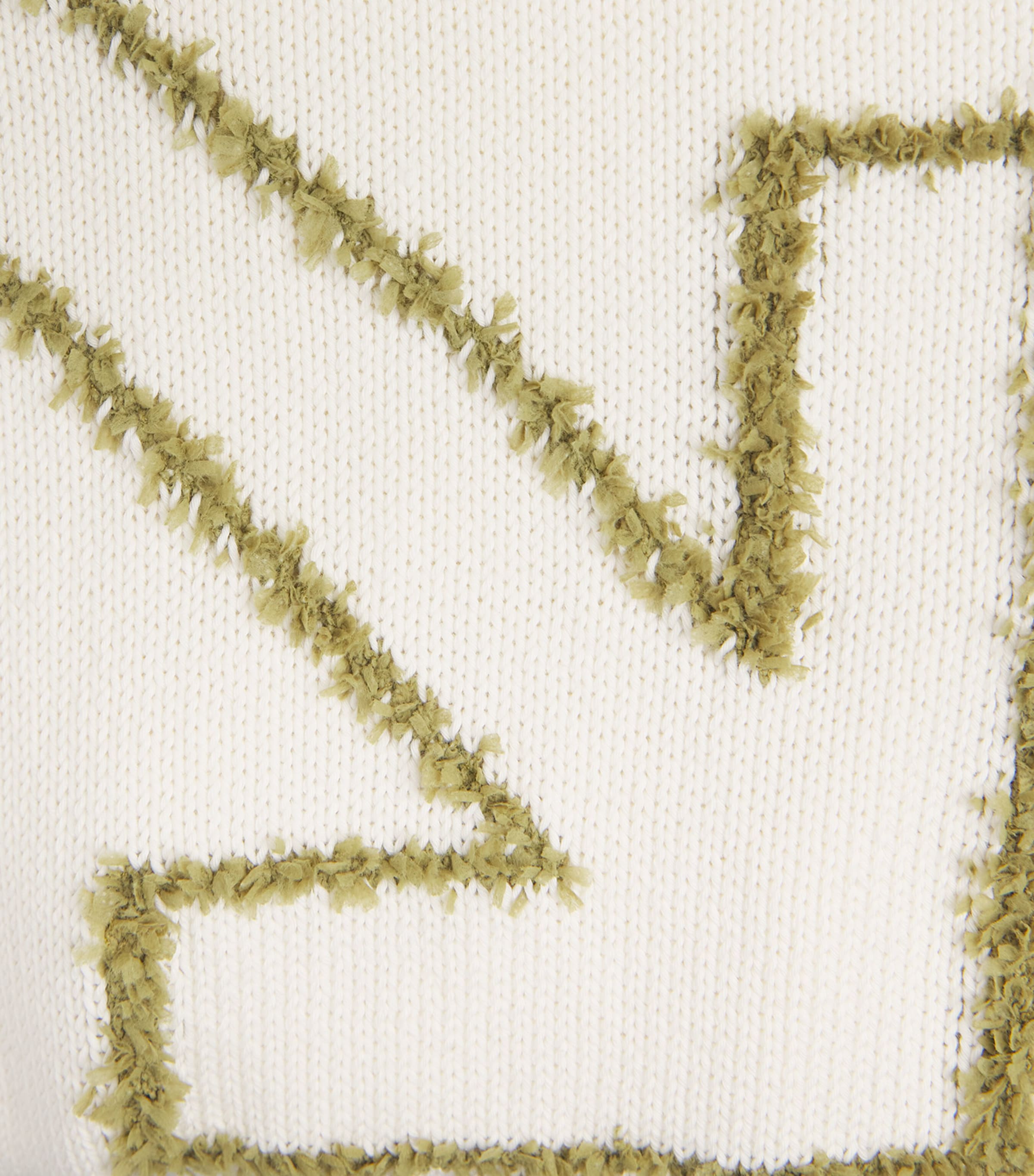 Cotton Jacquard Diagonal Arrow Sweater CREAM Image 5