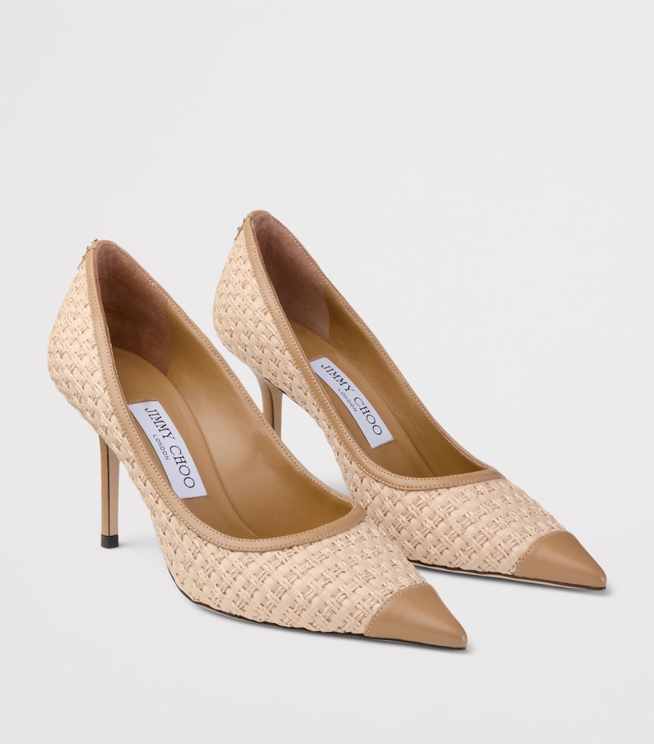 Love 85 Leather-Trim Raffia Pumps CAPPUCCINO/NATURAL Image 3