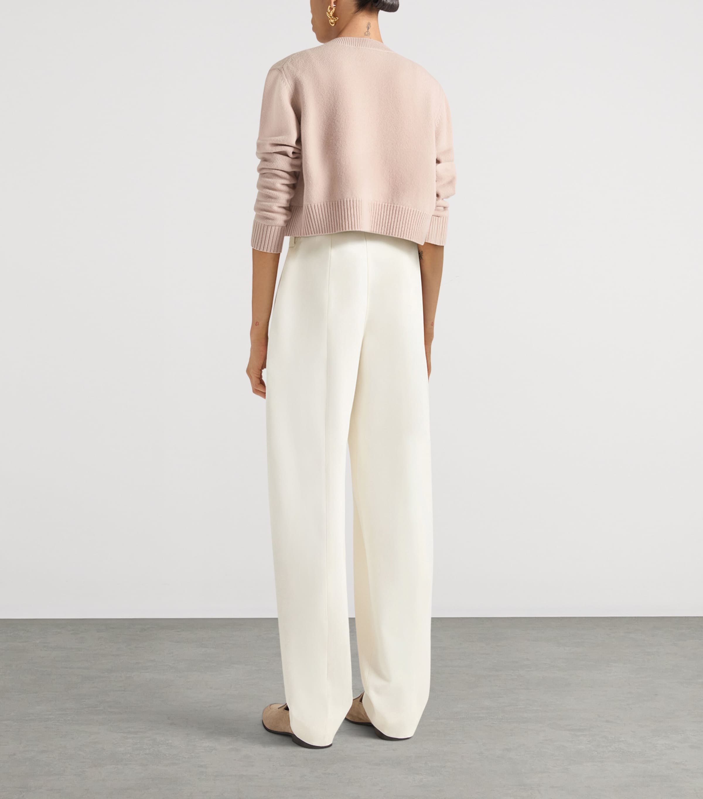 Givenchy Womens Wool and Cashmere Logo Cardigan Powder Image 3