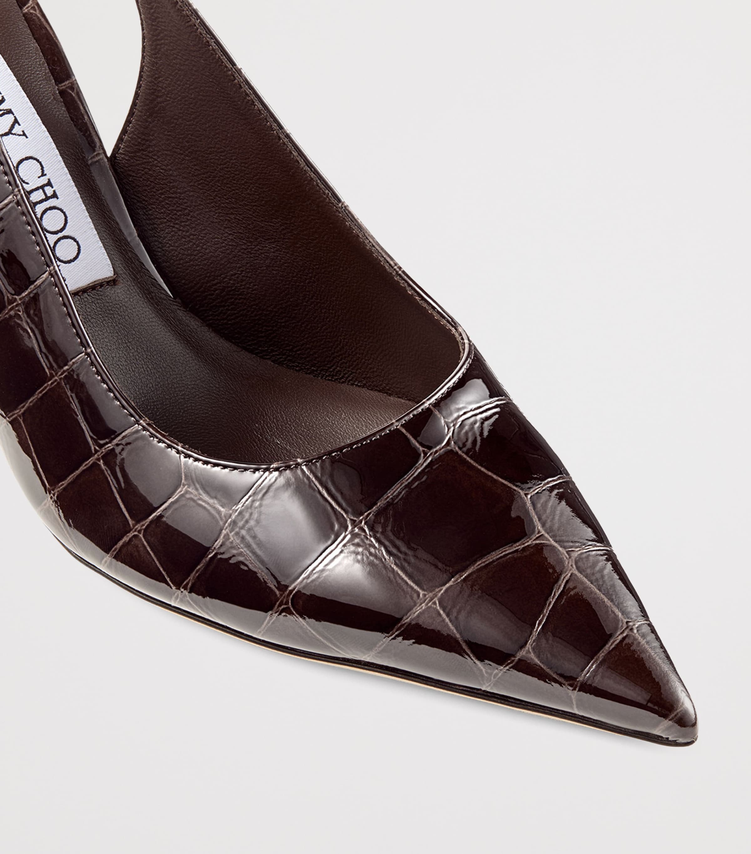 Jimmy Choo Womens Love 85 Croc-Embossed Leather Slingback Pumps Sambuco Image 6