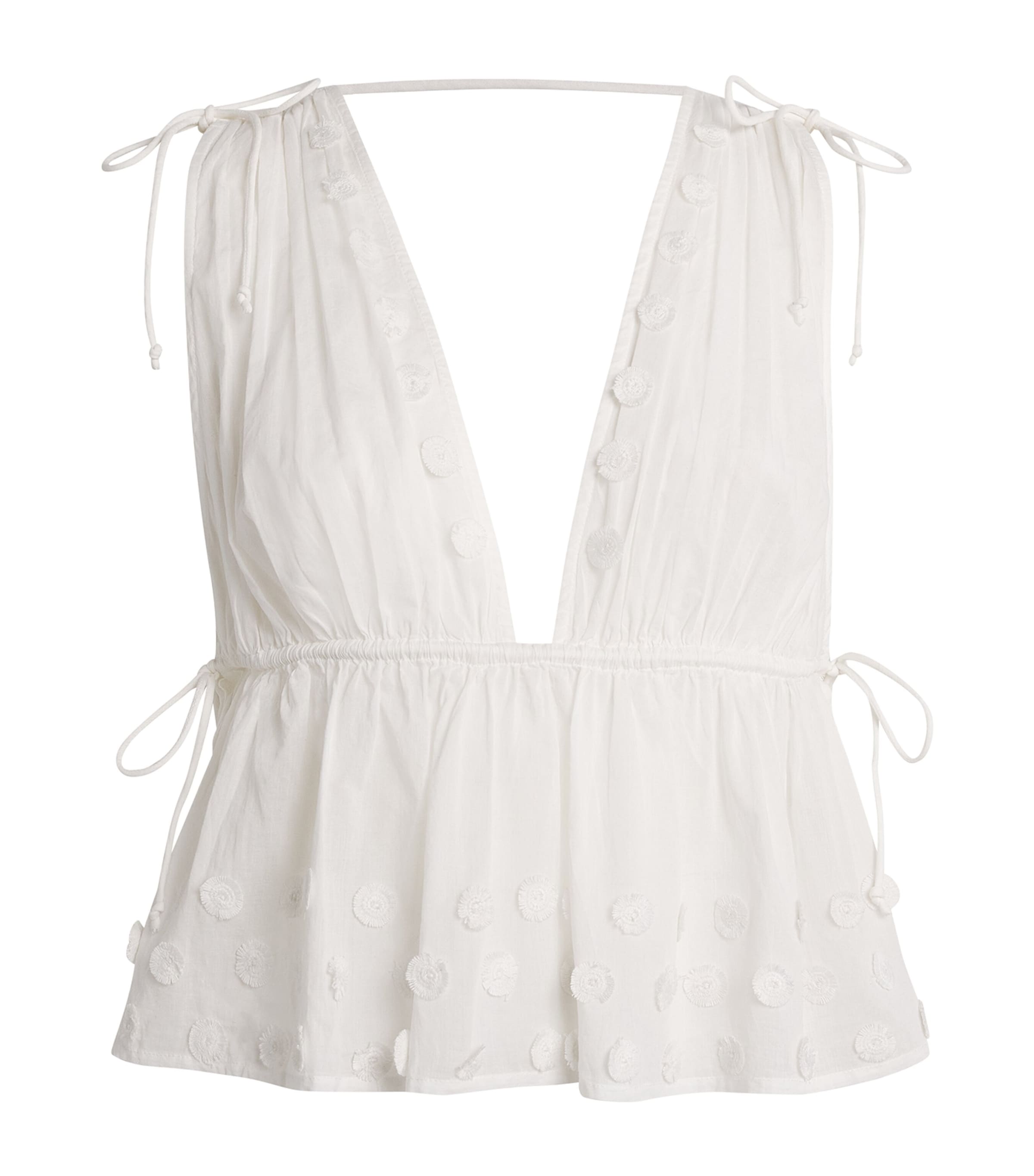 Ulla Johnson Plunge-neck Anya Top In White