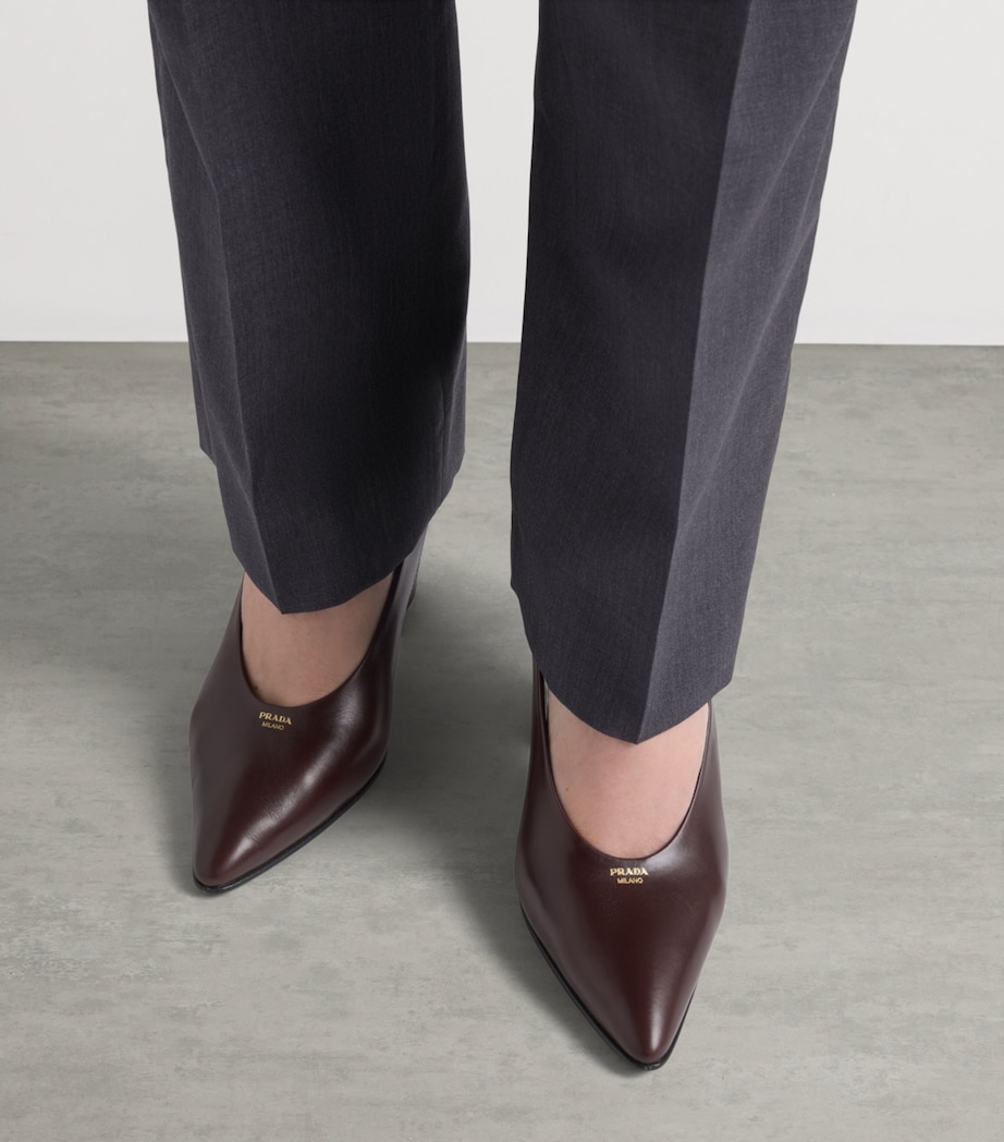 Prada Leather Slingback Pumps 85 Brown Image 2